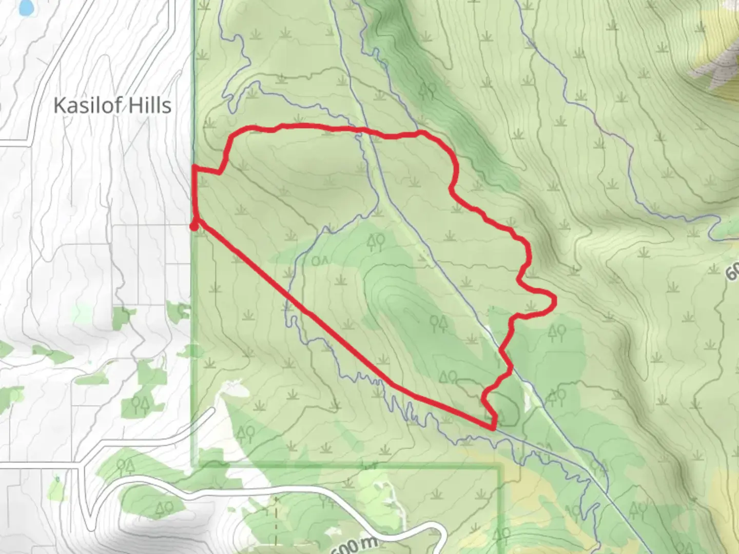 An image depicting the trail Gasline and Blueberry Hollow Loop Trail and its surrounding area.