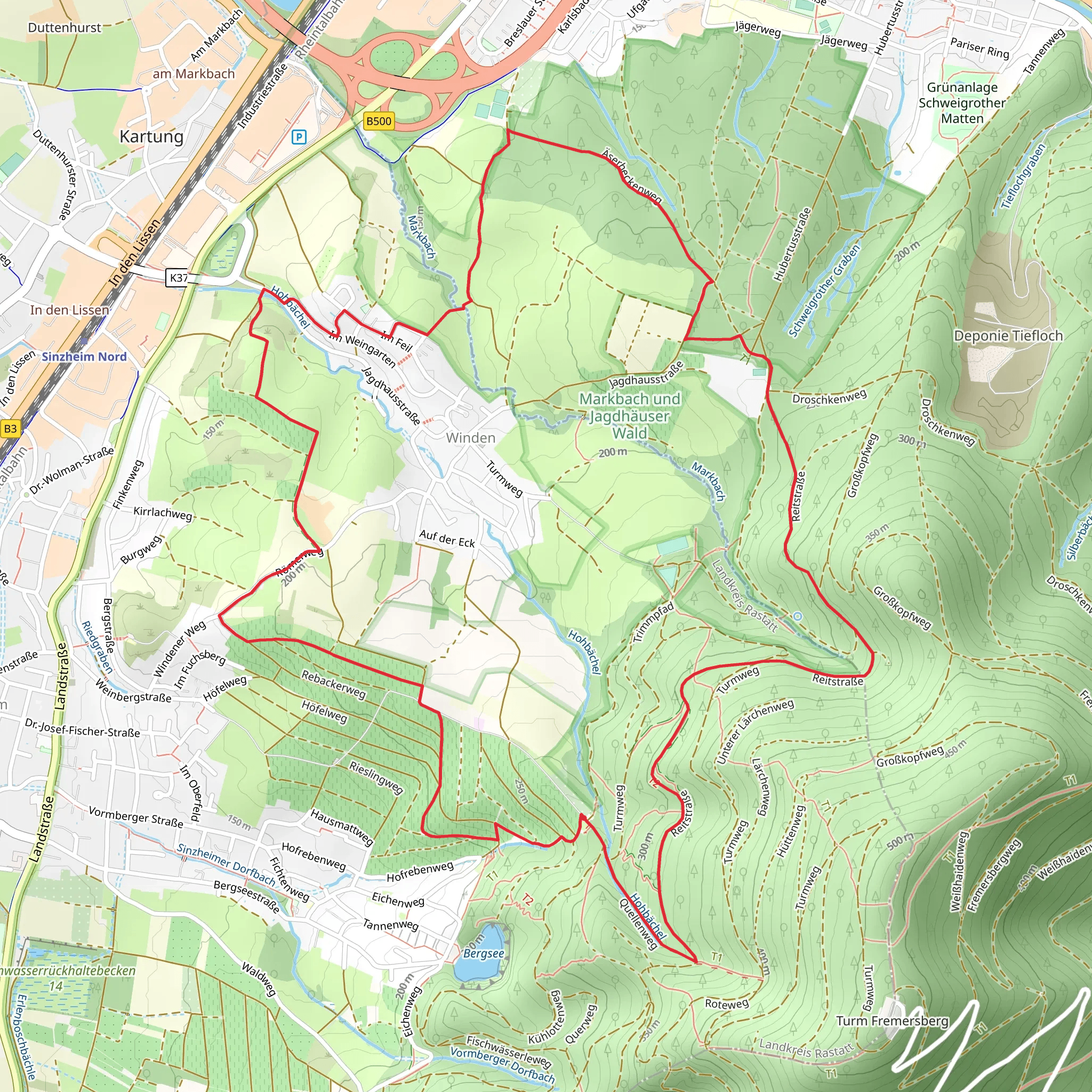 Saengerrundweg Winden Loop mobile static map