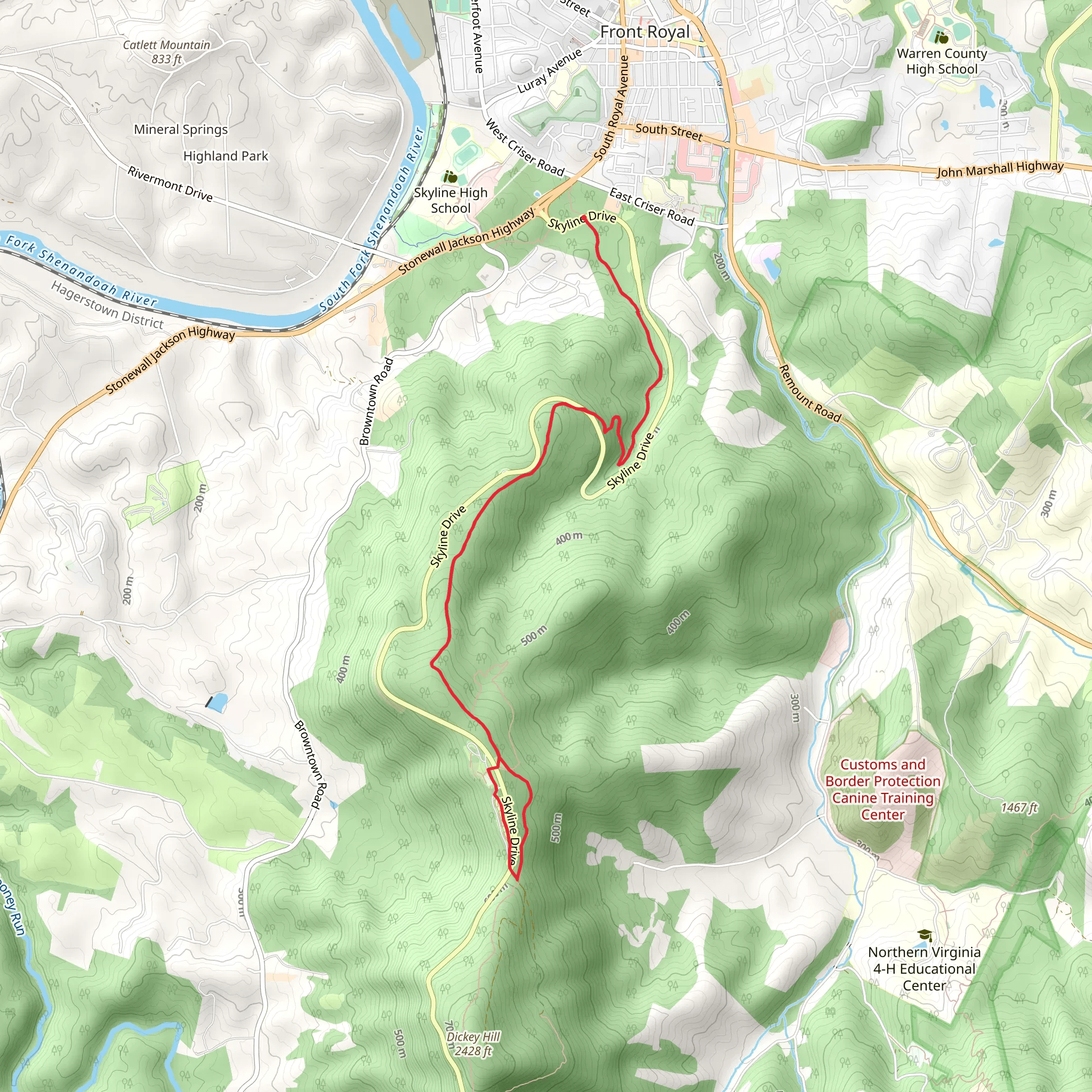 Dickey Ridge Trail - Short from Skyline Drive mobile static map