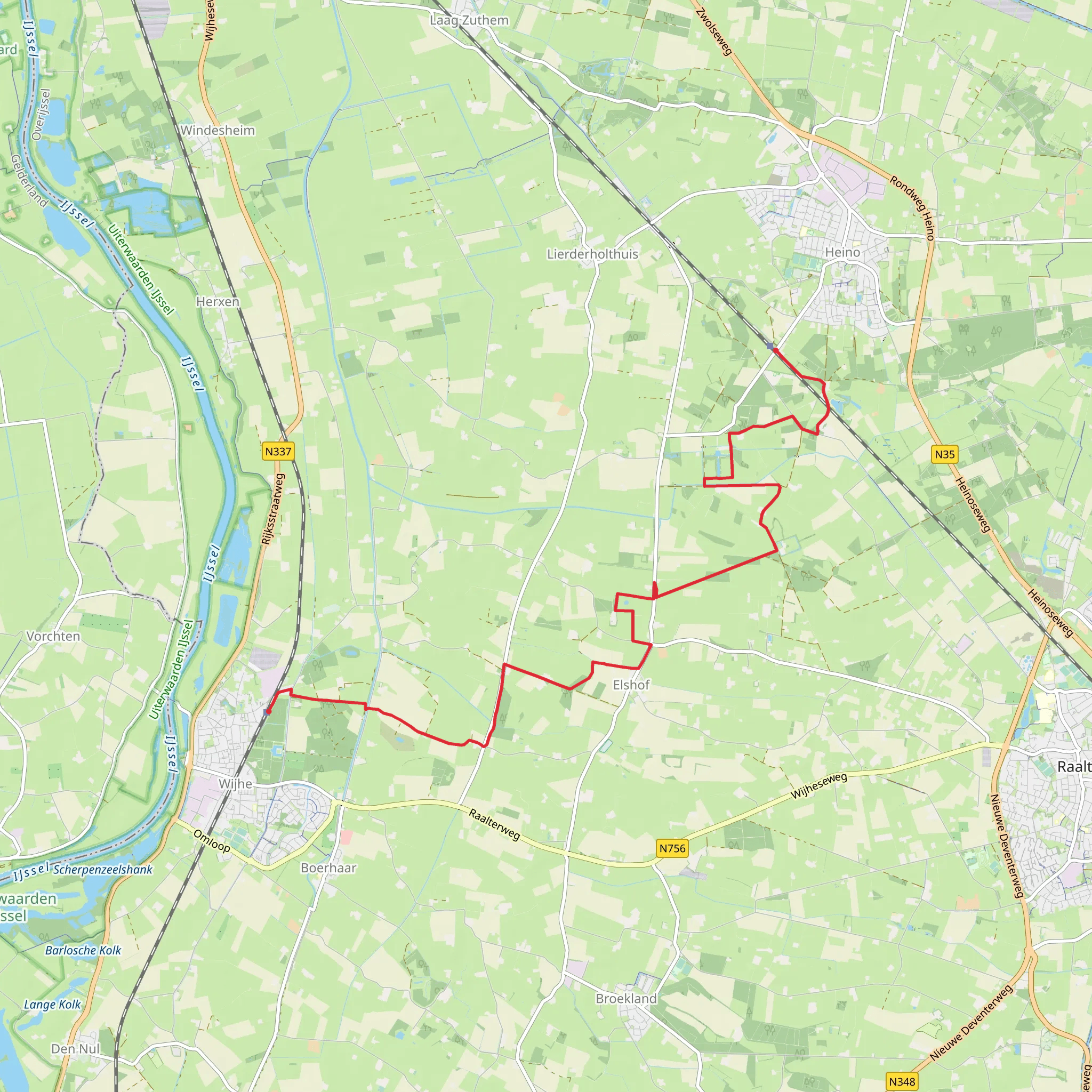 Wijhe to Terra Nova via Wechterholterbroek and Kasteel Het Nijenhuis mobile static map