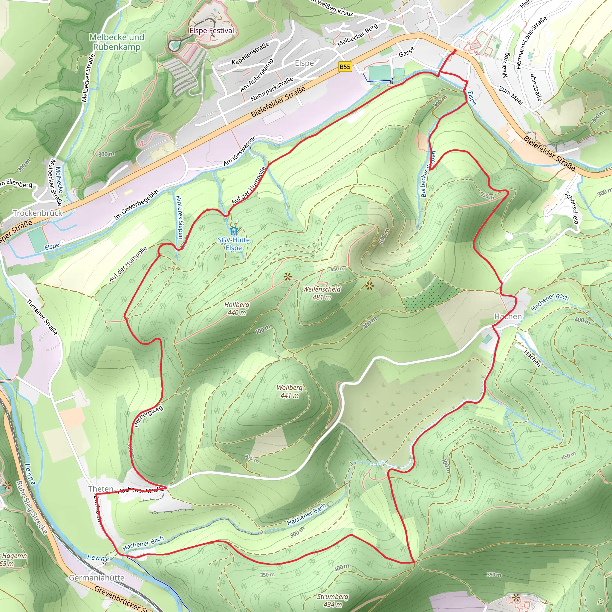 Hachen and Theten Loop mobile static map