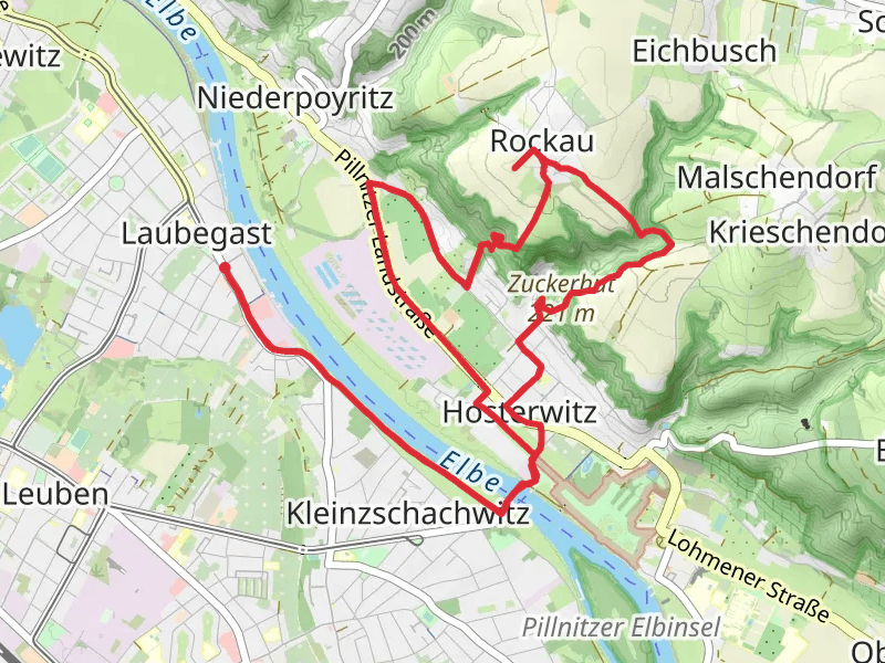Hosterwitzer Friedhof, Geisingbergblick, Rockauer Aussicht and Zuckerhut Loop
