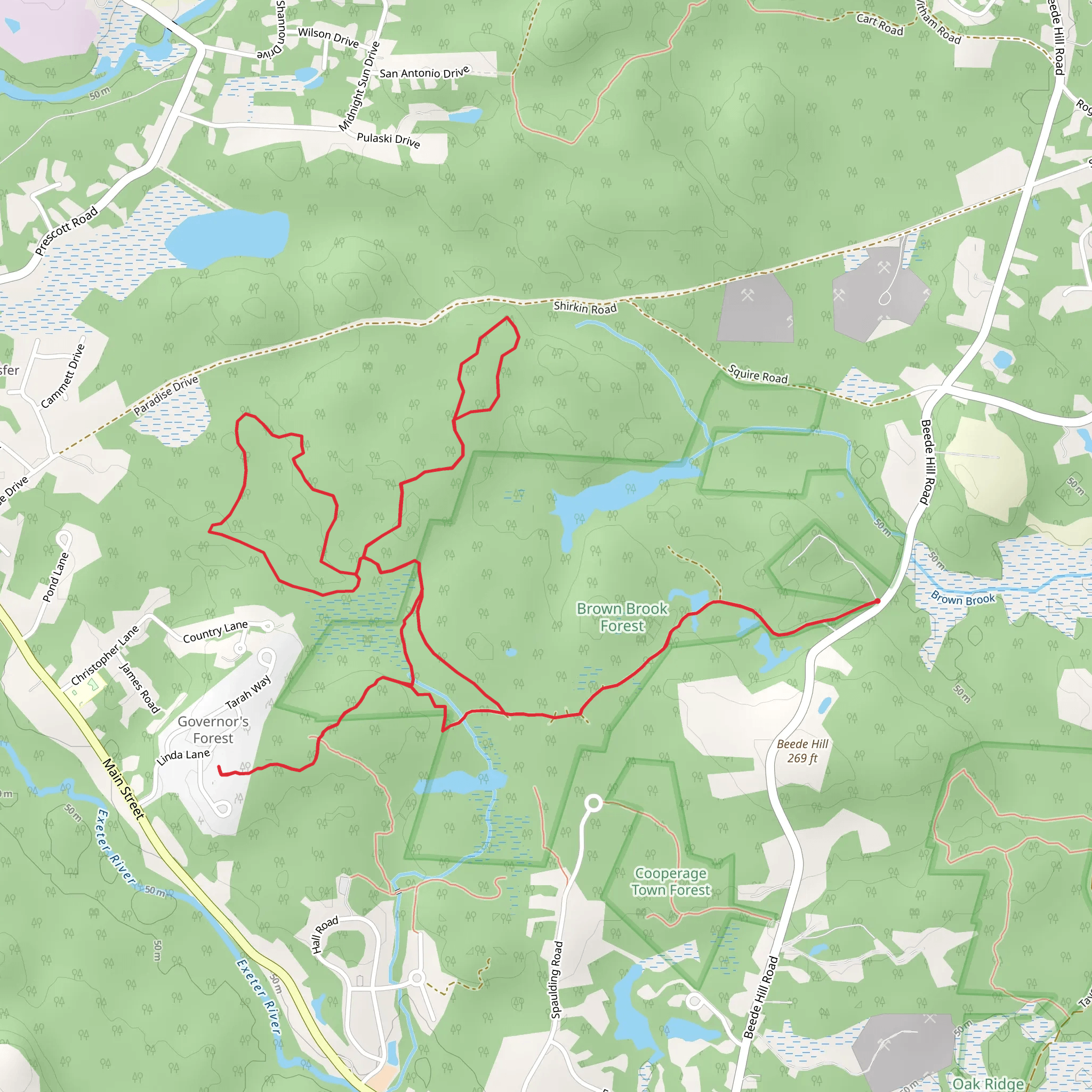Beede Hill Road Northwest Loop Trail mobile static map