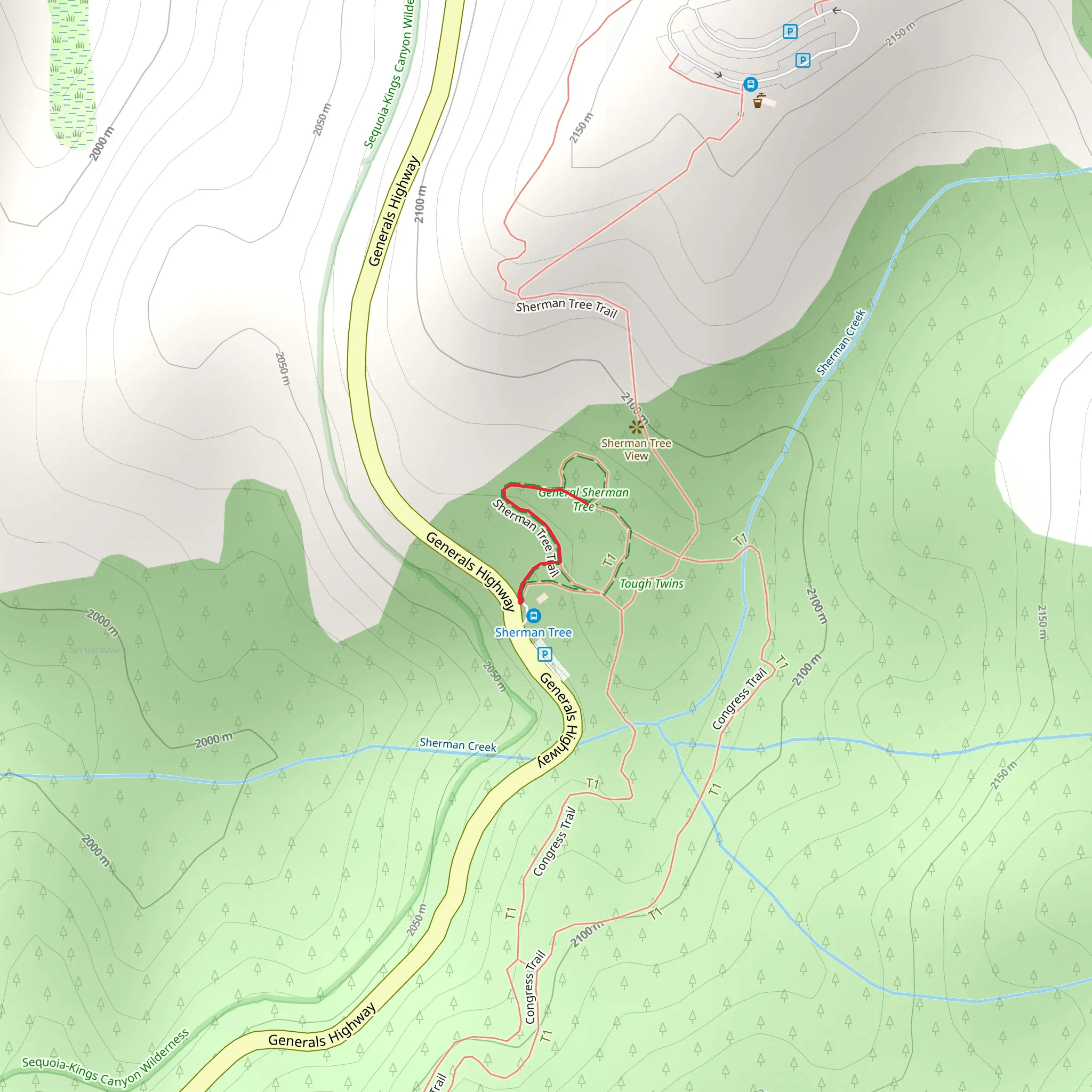 Sherman Tree Trail mobile static map