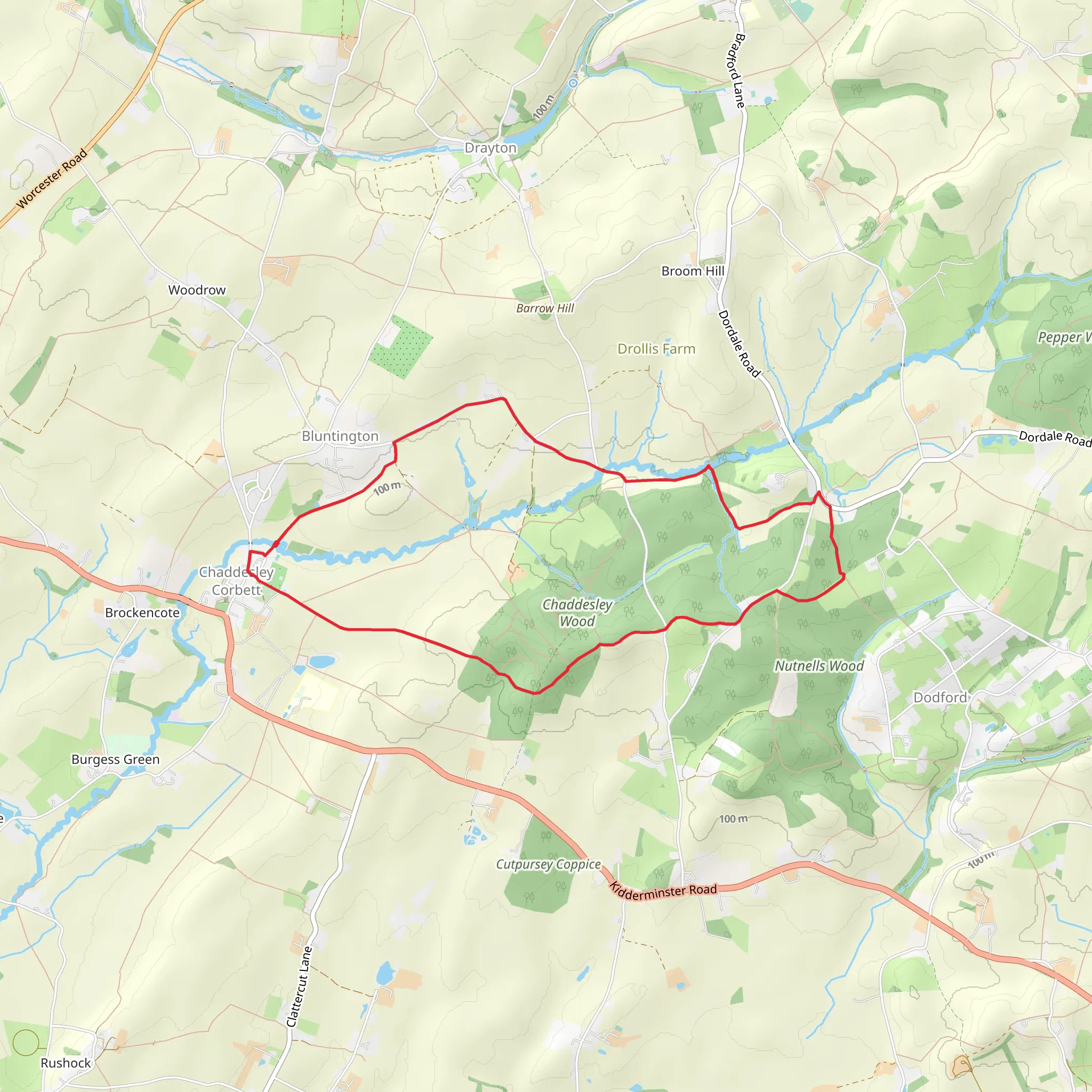 Chaddesley Wood and Santery Hill Wood Loop mobile static map