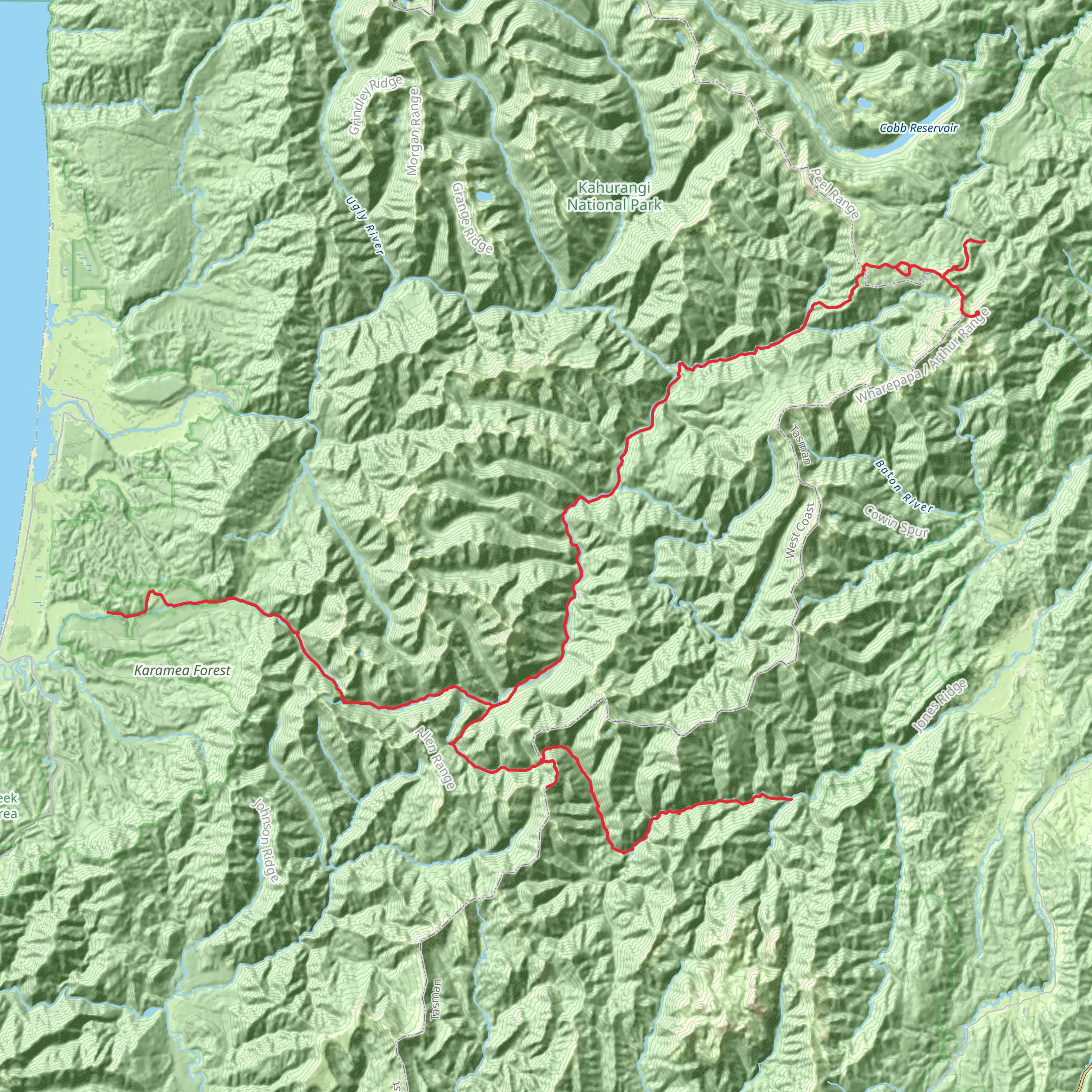 Leslie-Karamea Track mobile static map