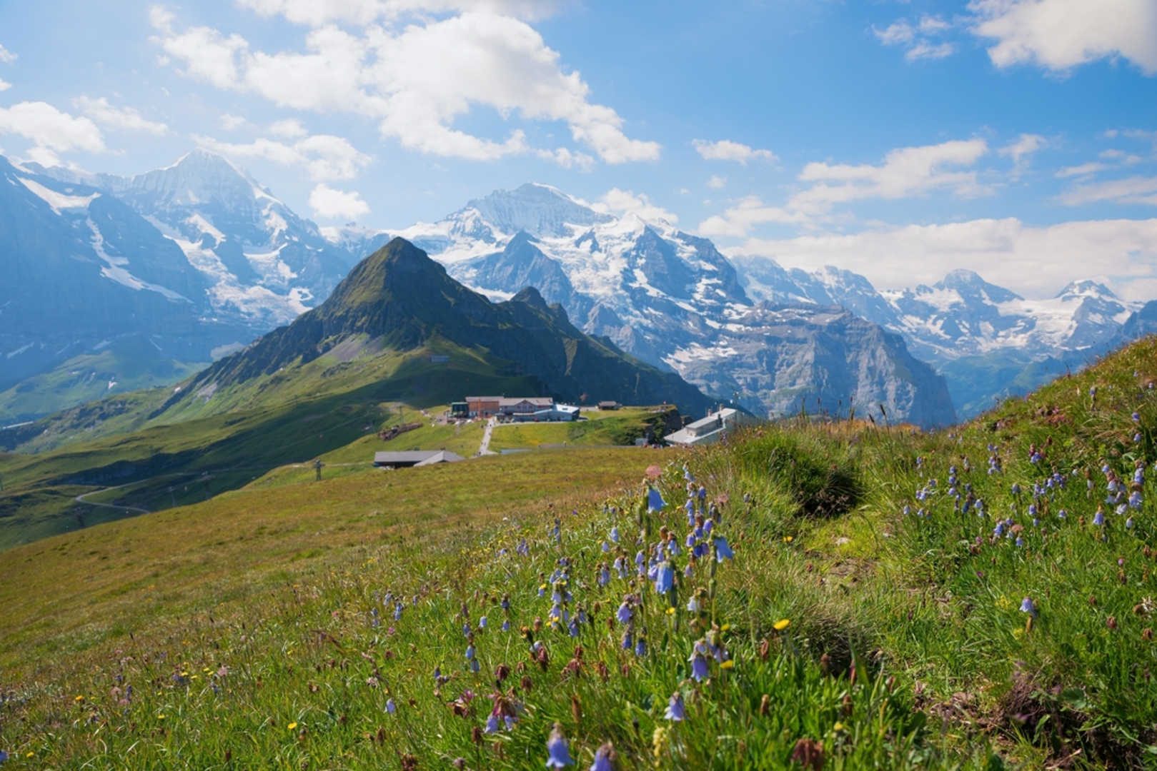 An image depicting the trail From Männlichen to the Kleine Scheidegg and its surrounding area.