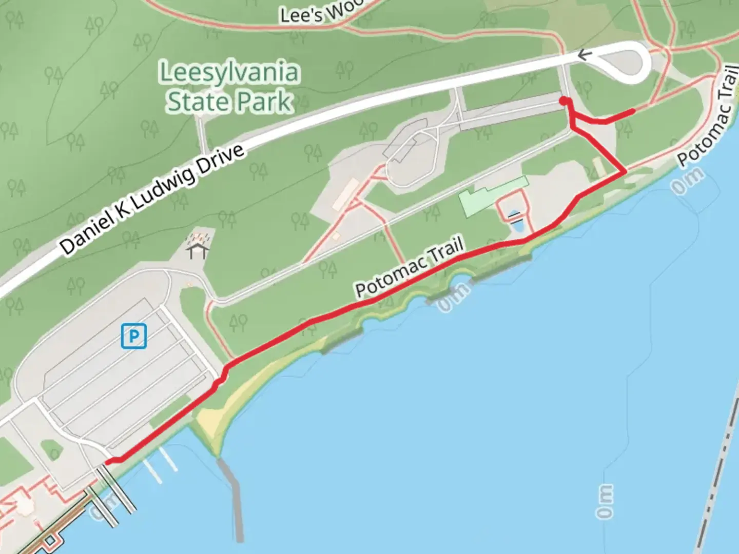 An image depicting the trail Potomac Trail - Daniel K Ludwig Drive and its surrounding area.