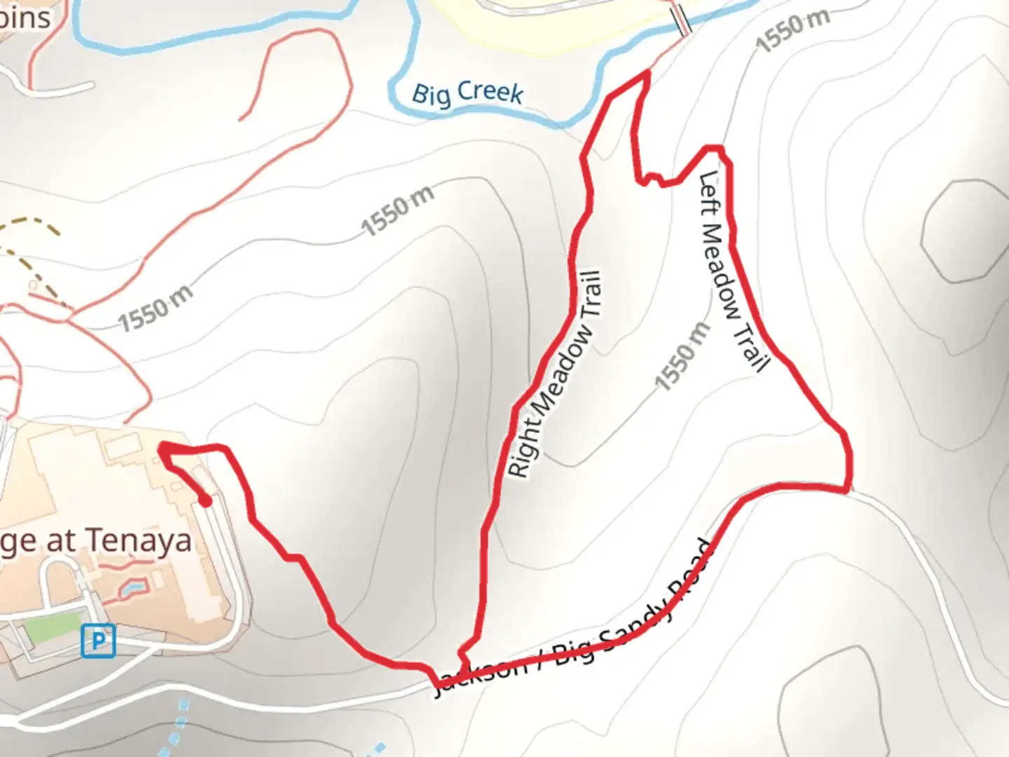 An image depicting the trail Right Meadow Trail and Left Meadow Loop Trail and its surrounding area.