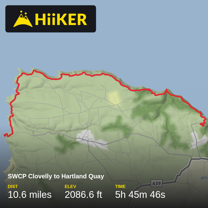 A map preview of the recording SWCP Clovelly to Hartland Quay.