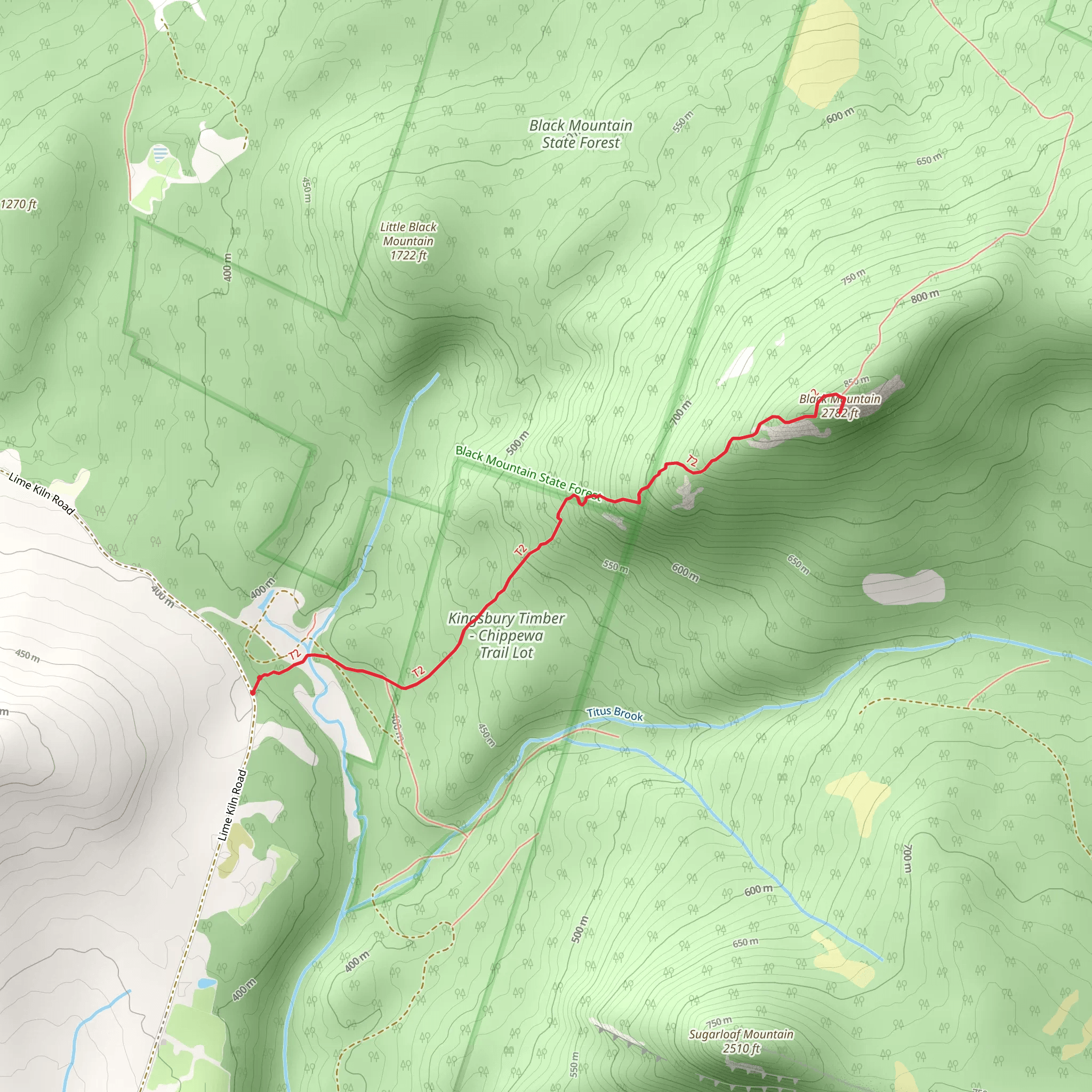 Black Mountain via Chippewa Trail mobile static map