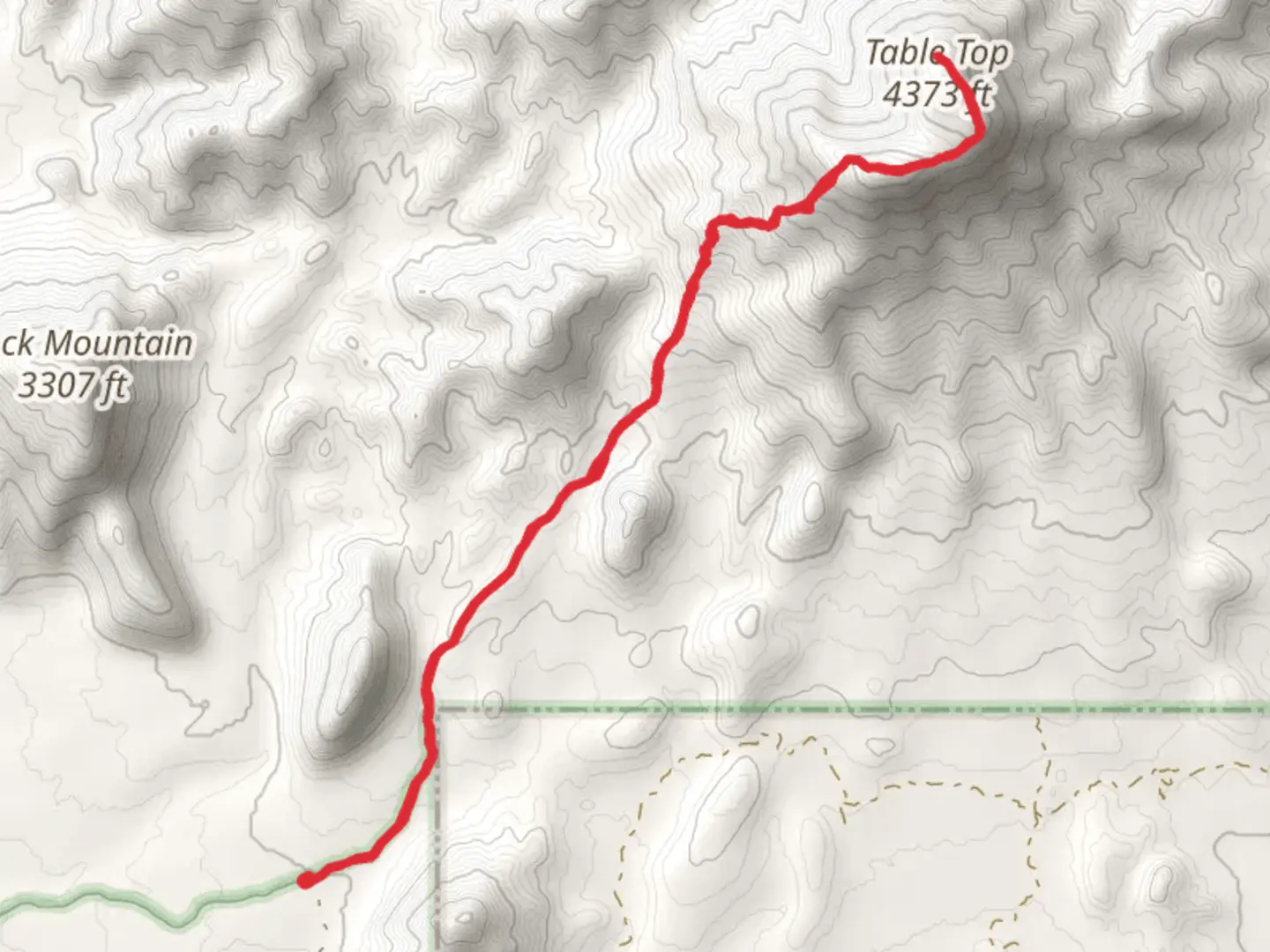An image depicting the trail Tabletop Trail and its surrounding area.