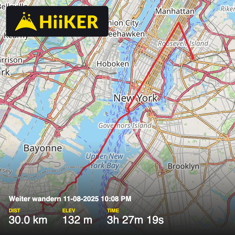 A map preview of the recording Weiter wandern 11-08-2025 10:08 PM.
