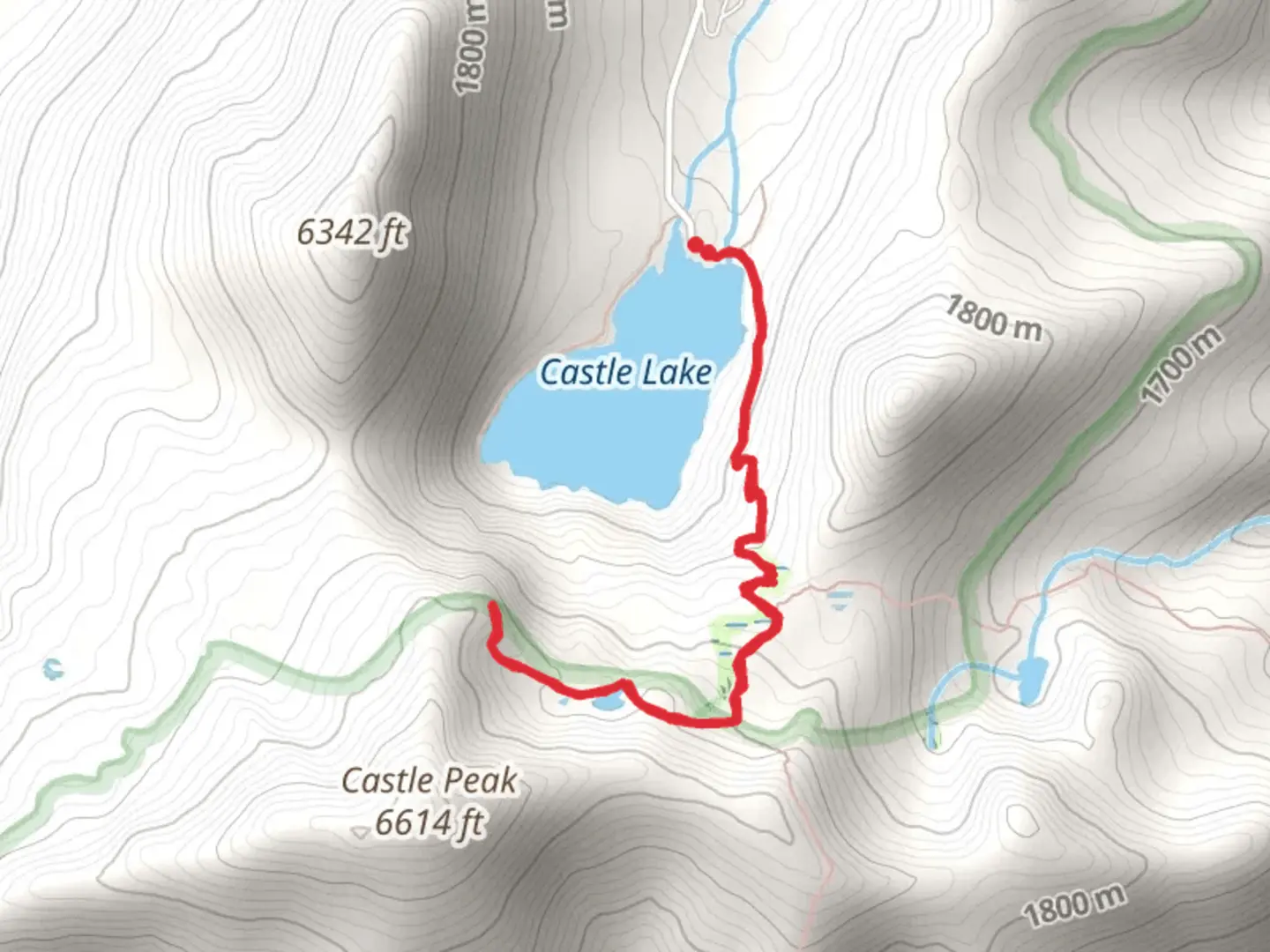 An image depicting the trail Castle Lake Overlook and its surrounding area.