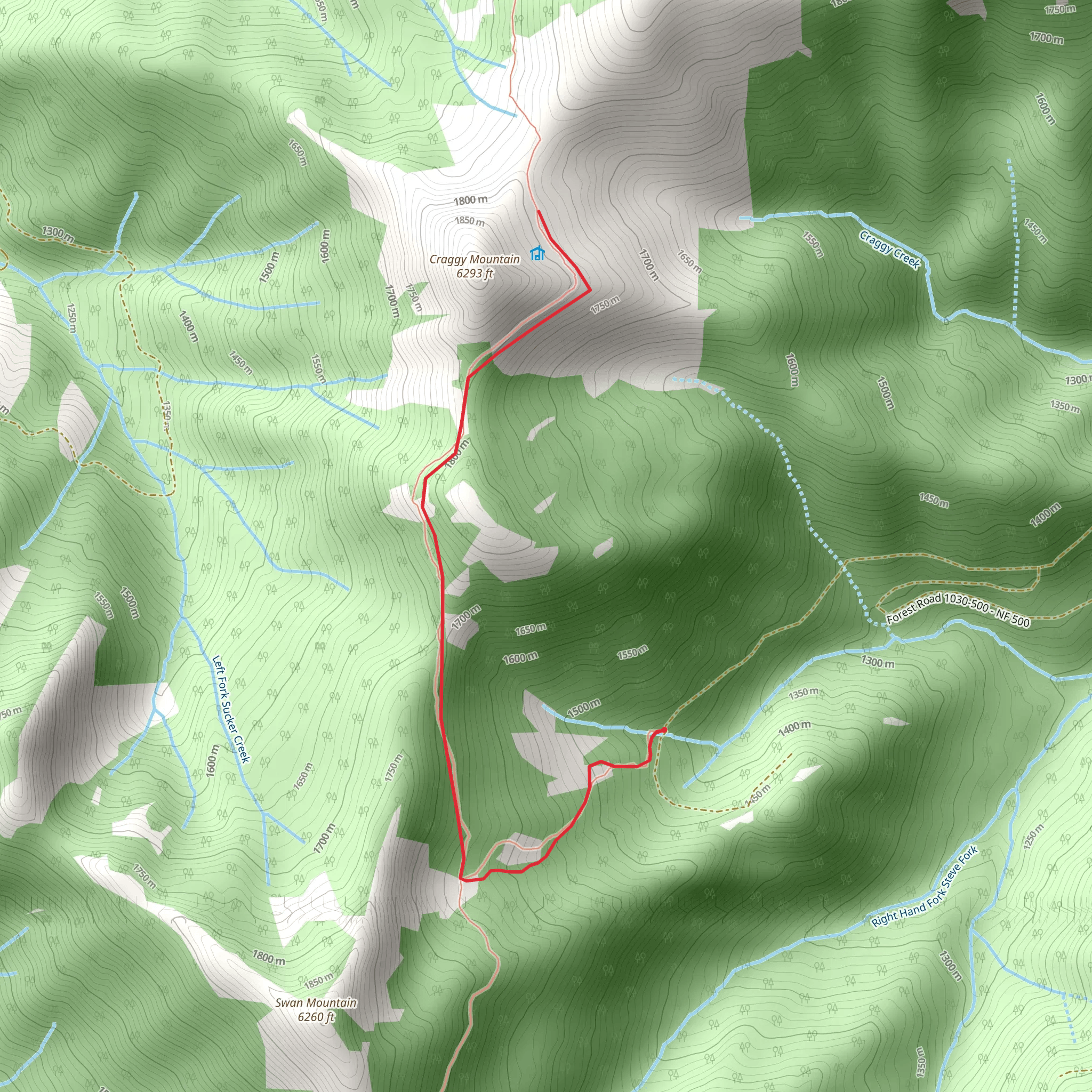 Craggy Mountain via 1207 Boundary Trail mobile static map