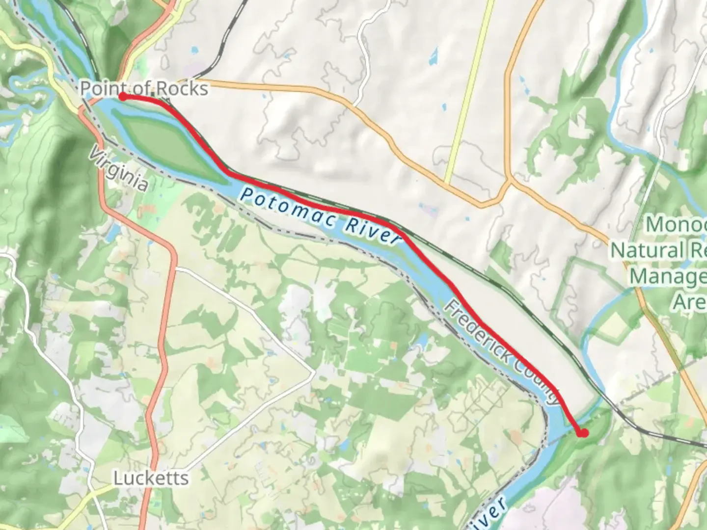 An image depicting the trail Chesapeake and Ohio Canal Trail - Point of Rocks and its surrounding area.