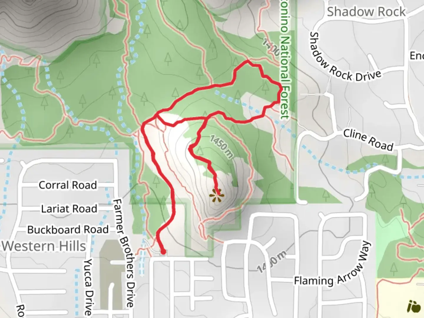 An image depicting the trail Sugar Loaf Summit and Tea Cup Trail and its surrounding area.