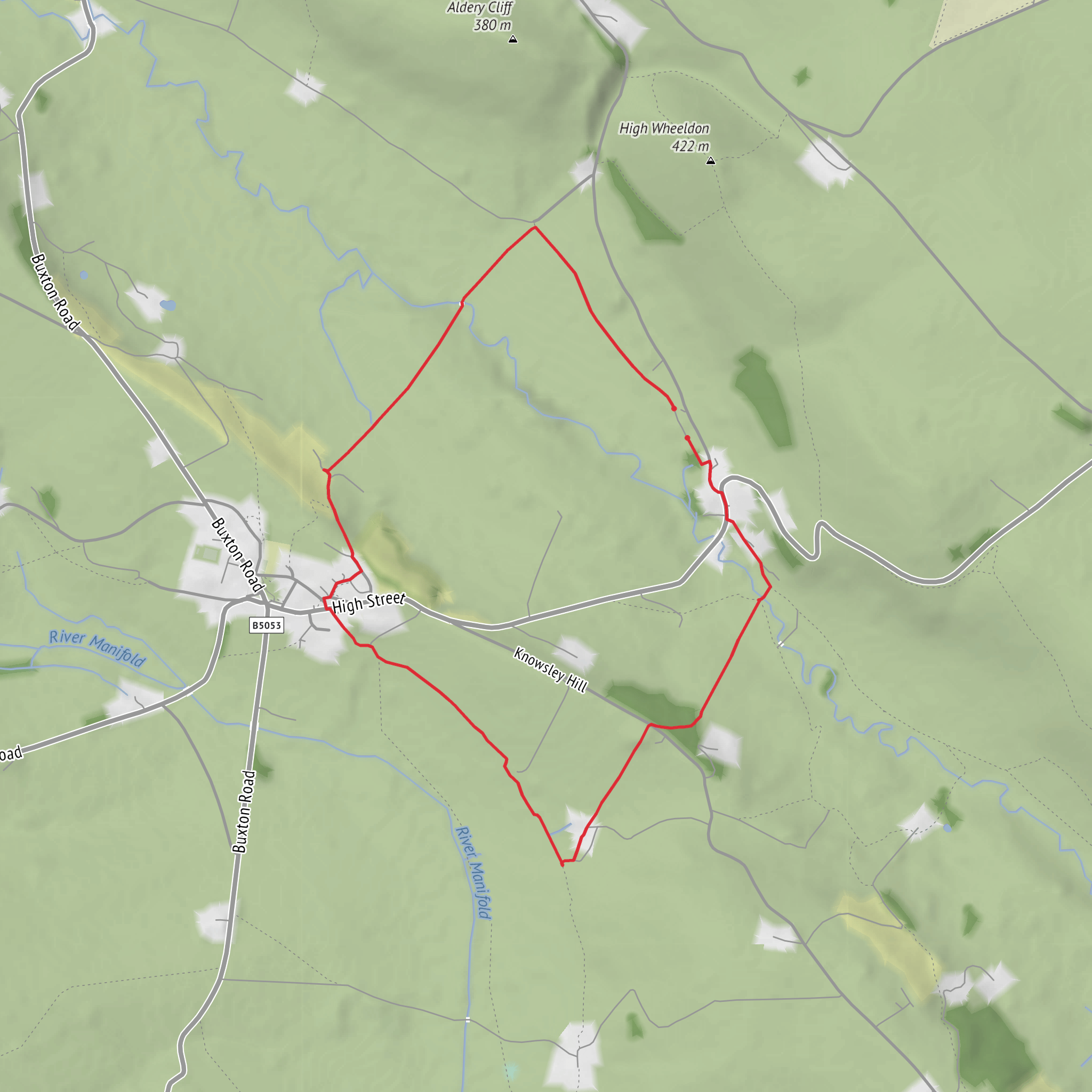 Hike from Crowdecote Campsite via Top o'th' Edge mobile static map