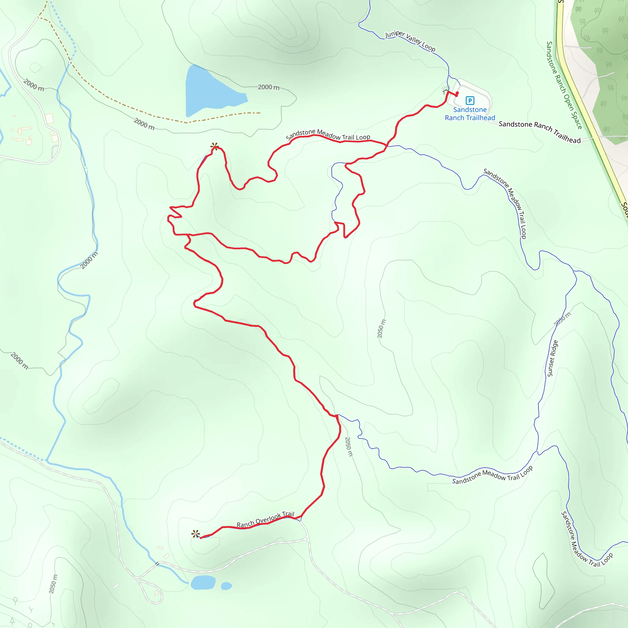 Crooked Stick Connector and Sandstone Meadow Loop Trail mobile static map