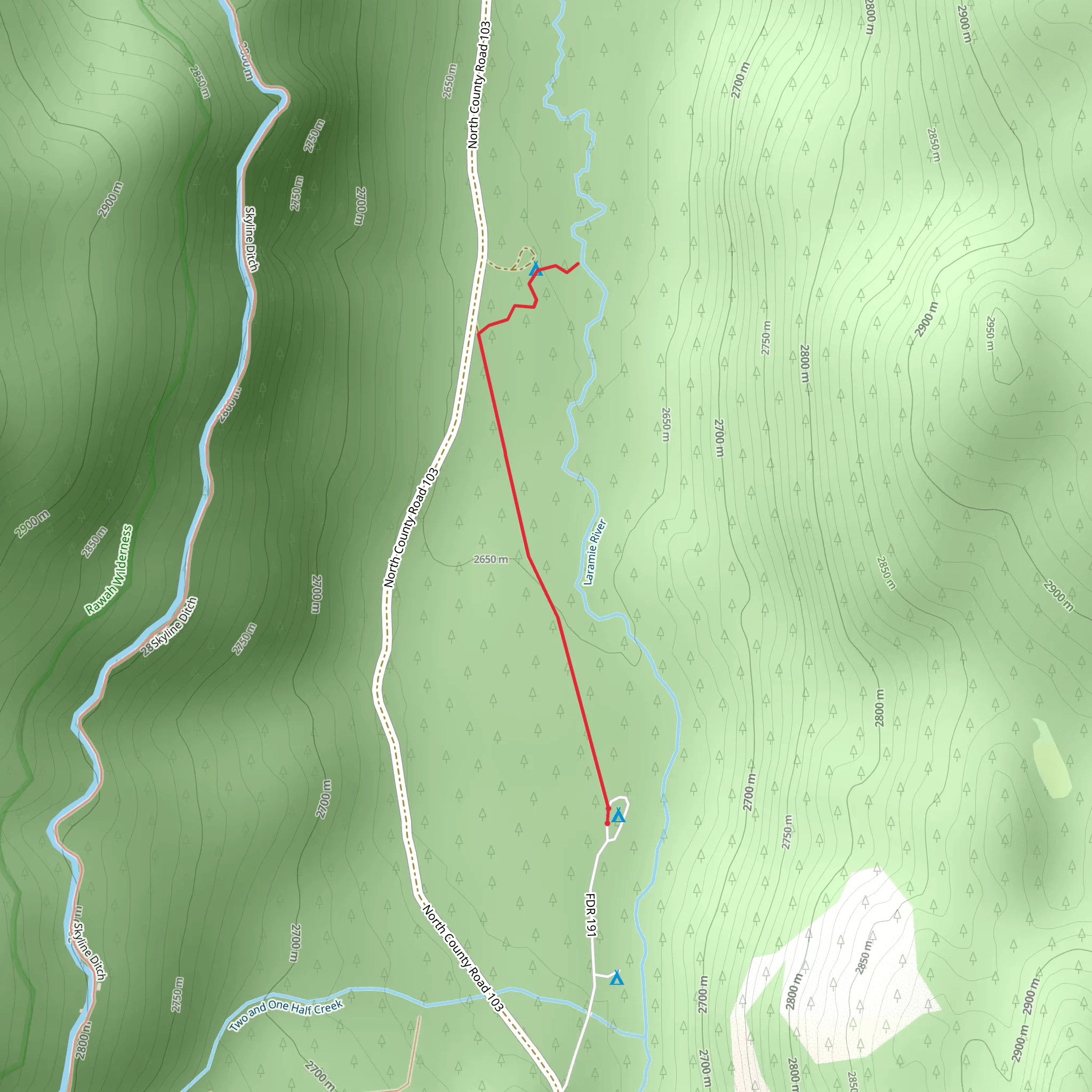 Walk along Laramie River mobile static map