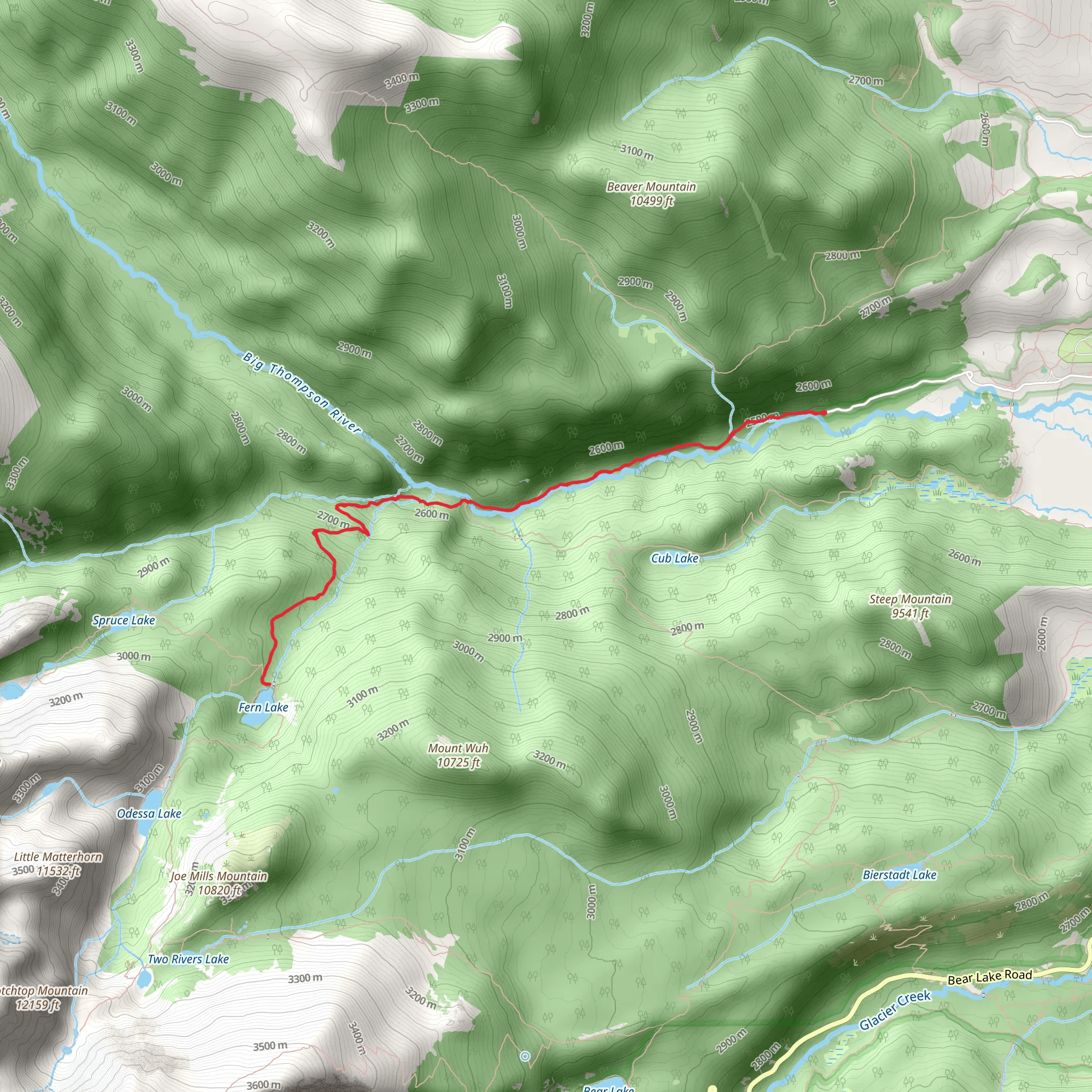 Fern Lake Trail mobile static map