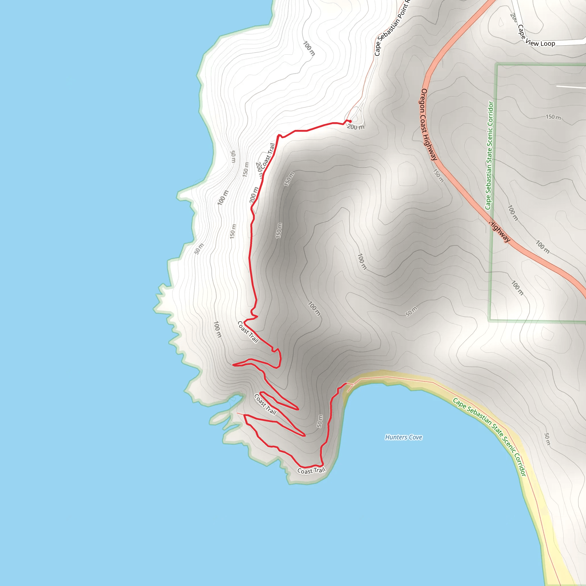 Hunters Cove via Coast Trail mobile static map