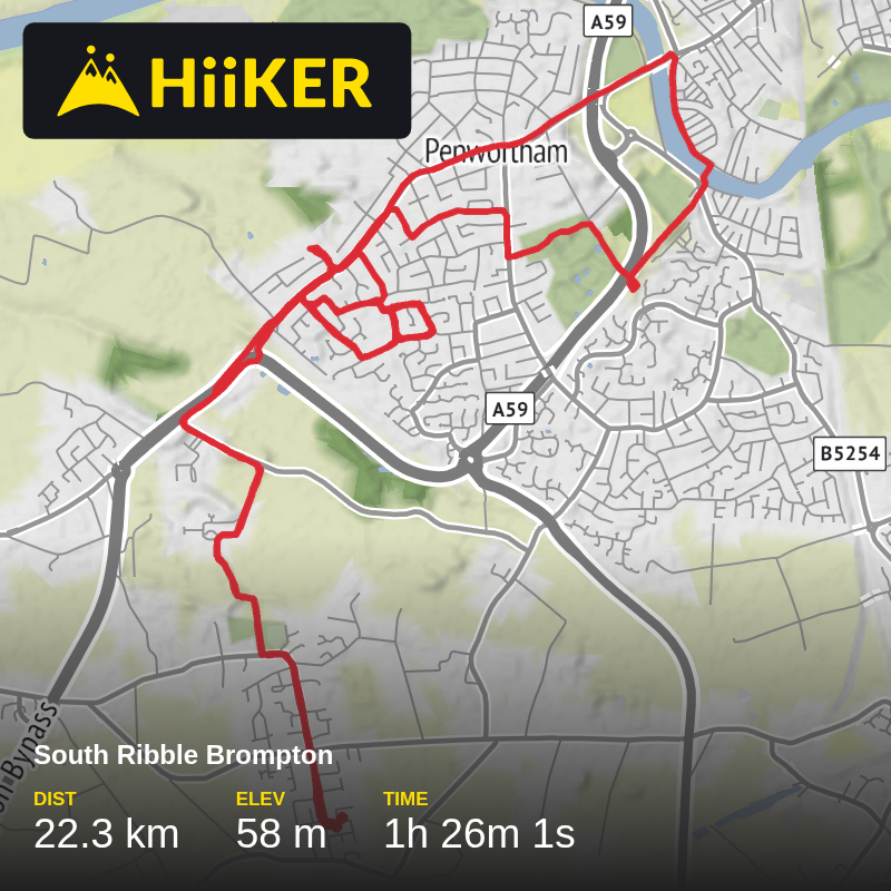 A map preview of the recording South Ribble Brompton.