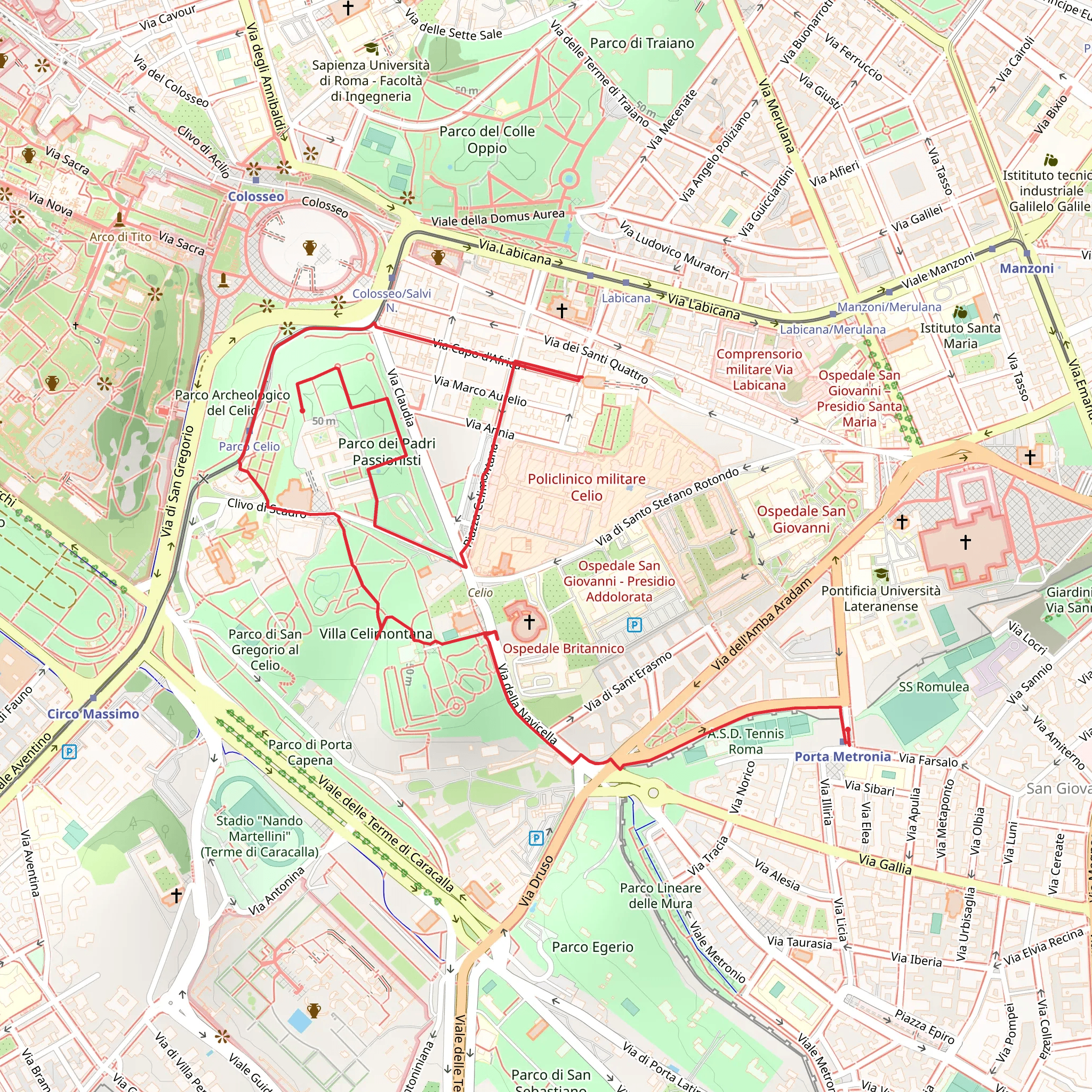 Hike from Ortica to Coliseum mobile static map