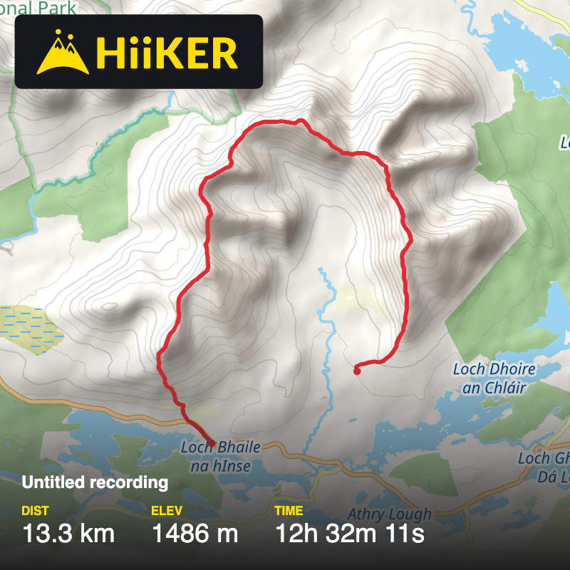 A map preview of the recording Glencoghan Horseshoe Loop.