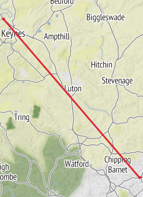 Hike from Newport Pagnell mobile static map