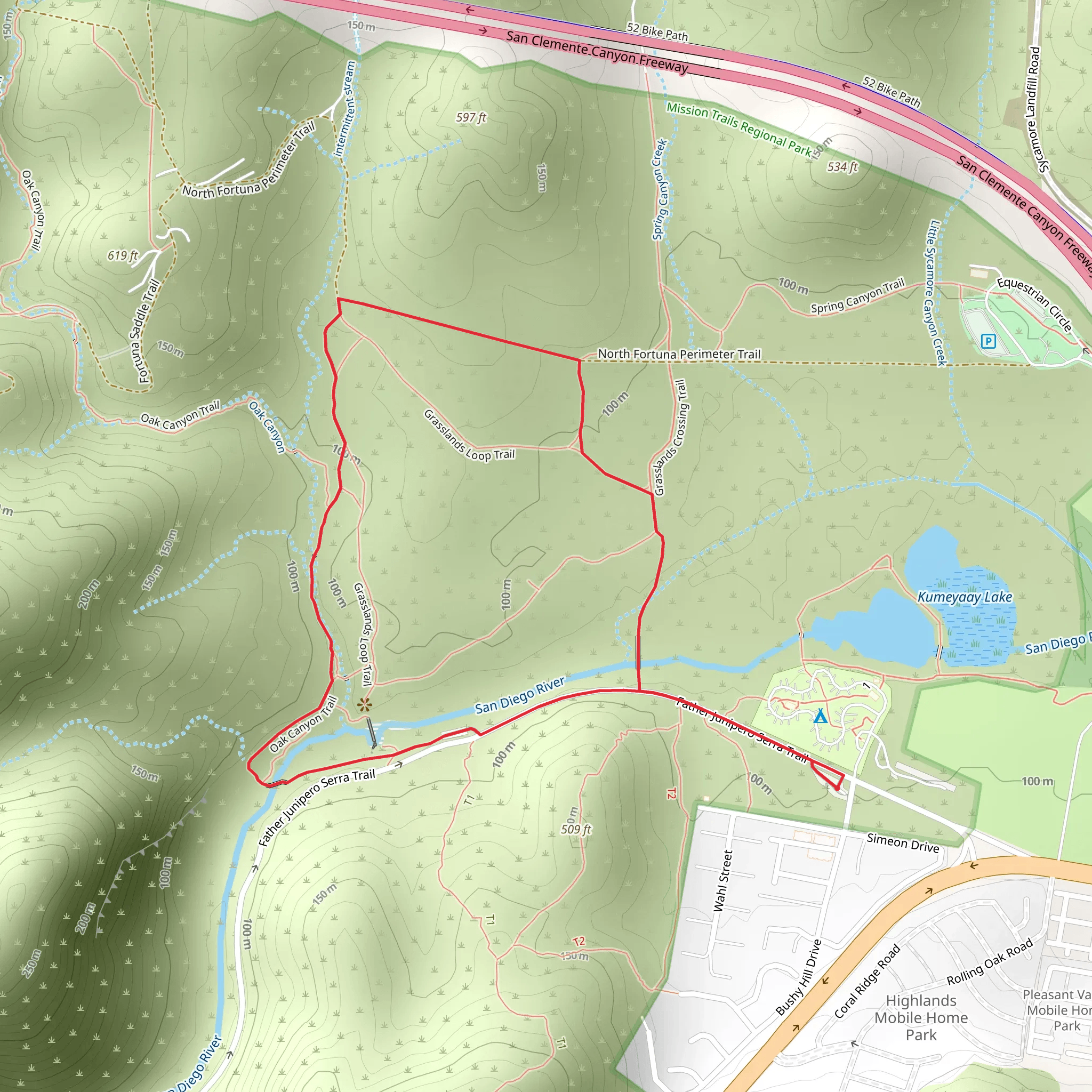 Oak Canyon - Grasslands Crossing Loop Trail mobile static map