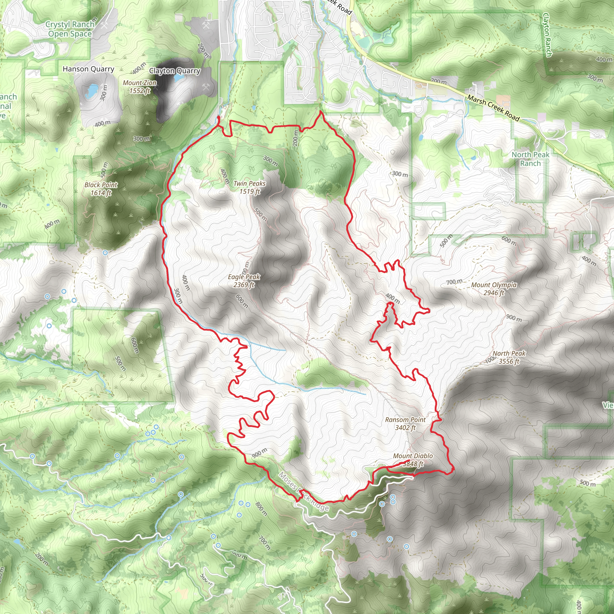 Mitchell Creek, ADT, Mount Diablo and Mokelimne Coast to Crest Trail mobile static map