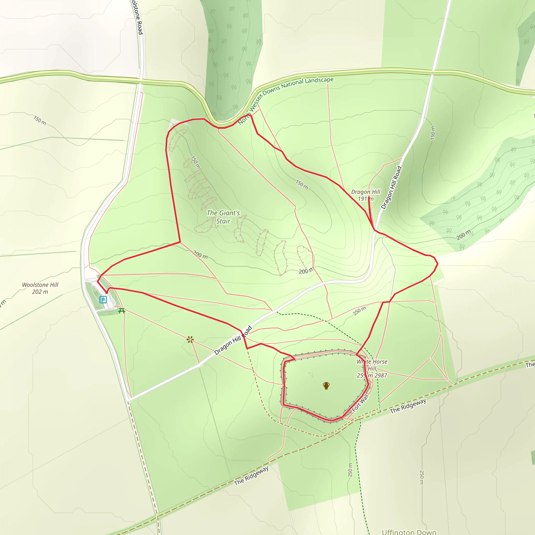 White Horse and Dragon Hill Loop mobile static map