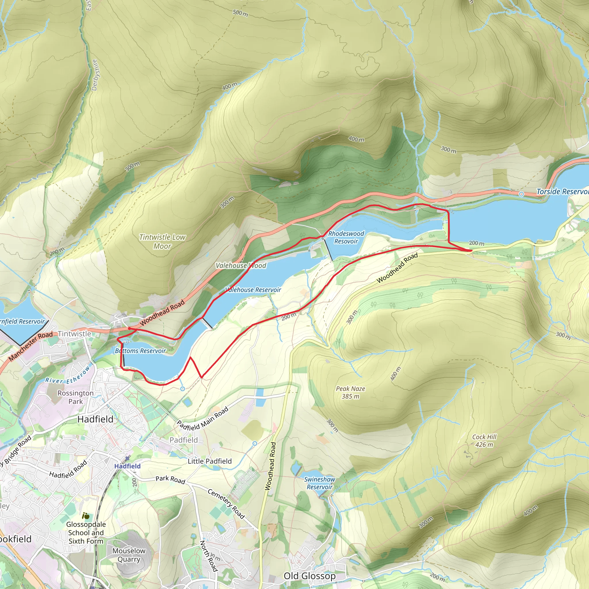 Reservoirs Walk from Tintwistle mobile static map