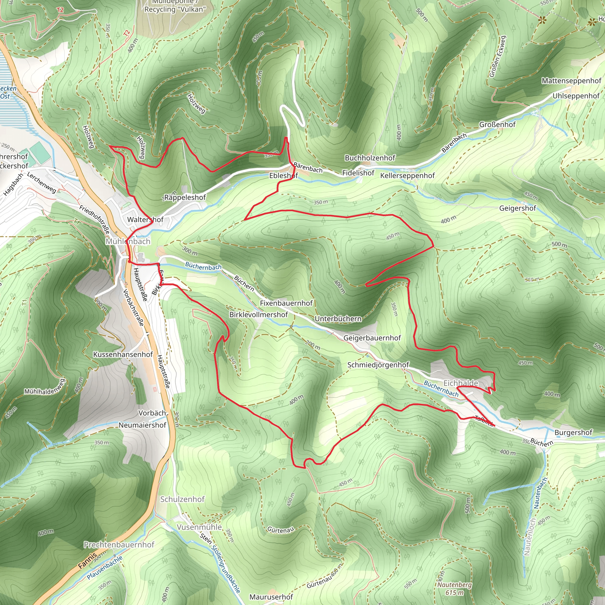 Am Guller - Ebles Winterberg and Muehlenbach Kleine Runde mobile static map