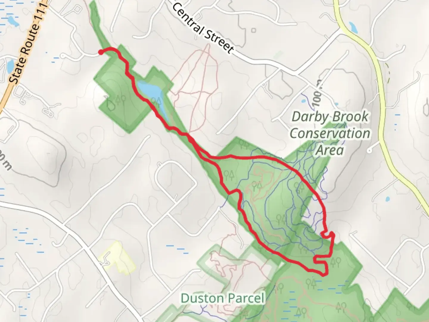 An image depicting the trail Darby Brook Area - Kelly Brook Loop Trail and its surrounding area.