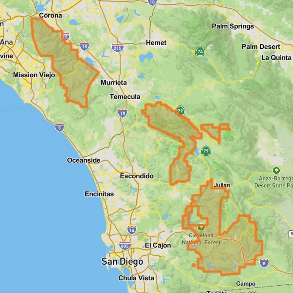 Cleveland National Forest mobile static map