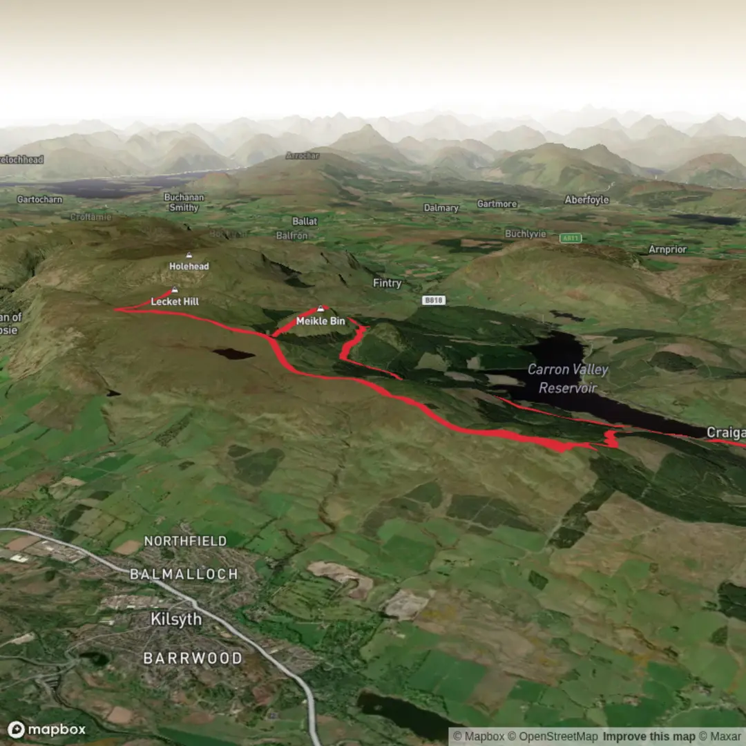 An image depicting the trail Meikle Bin Loop and its surrounding area.