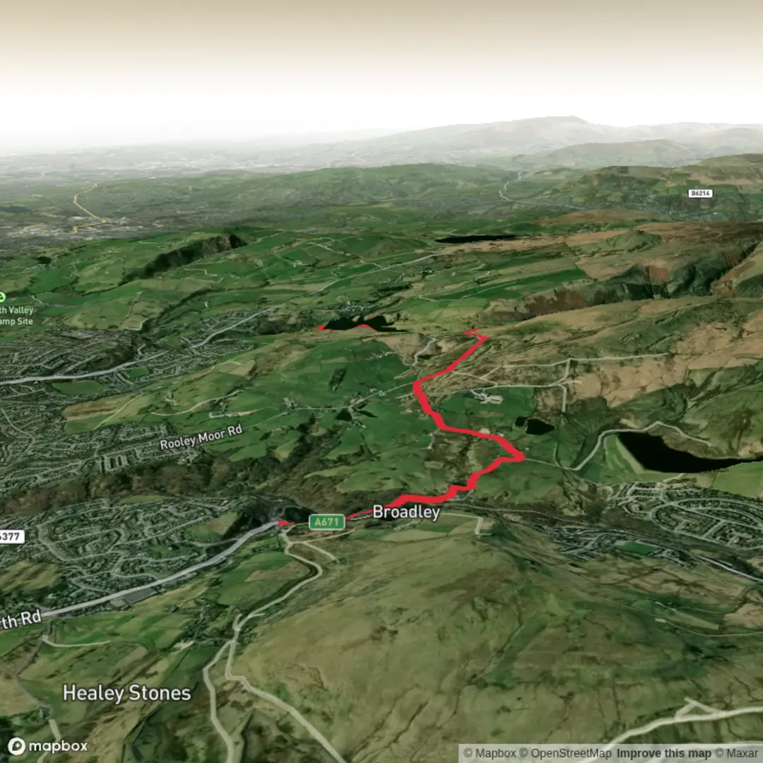 An image depicting the trail Hike from Whitworthhealey dell/norden and its surrounding area.