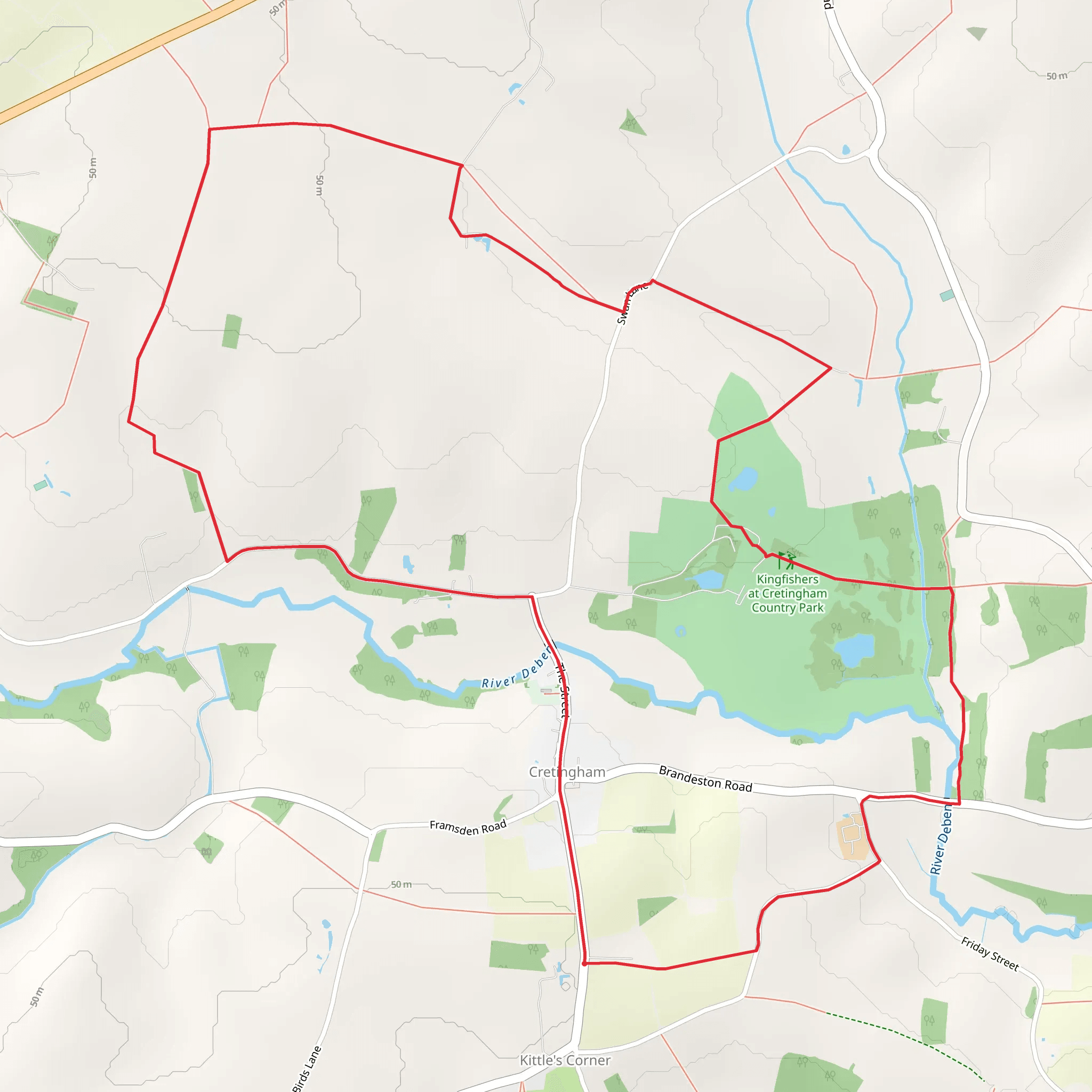 Cretingham Circular Walk mobile static map
