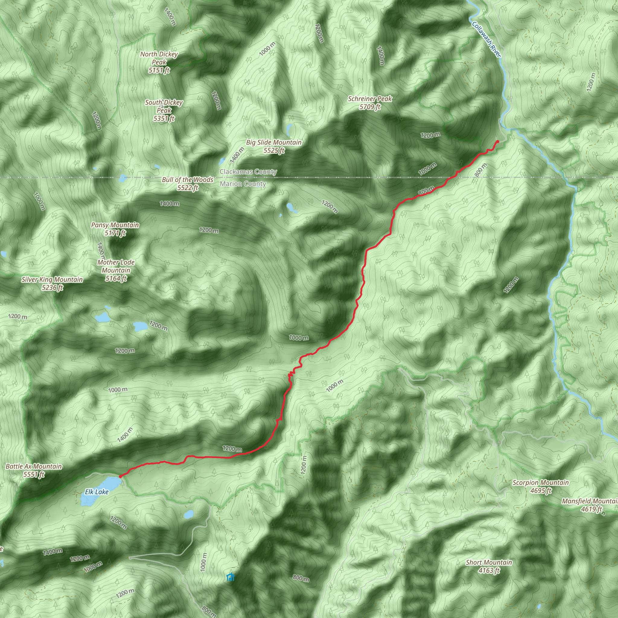 Elk Lake Creek Trail mobile static map