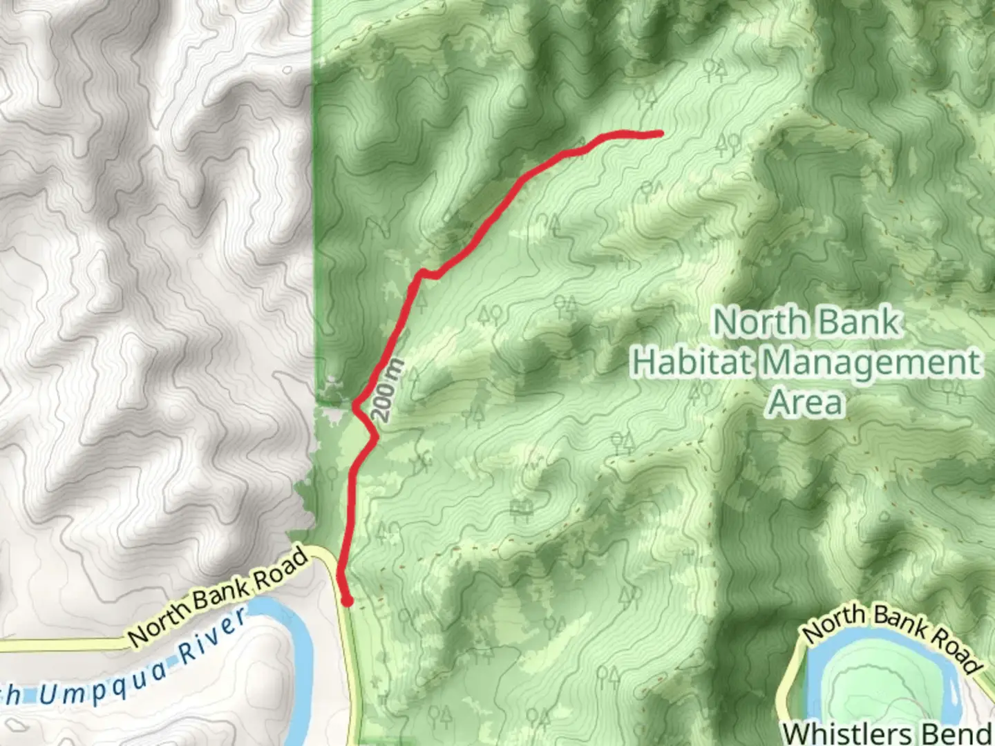 An image depicting the trail Middle Ridge Trail - North Bank Road and its surrounding area.