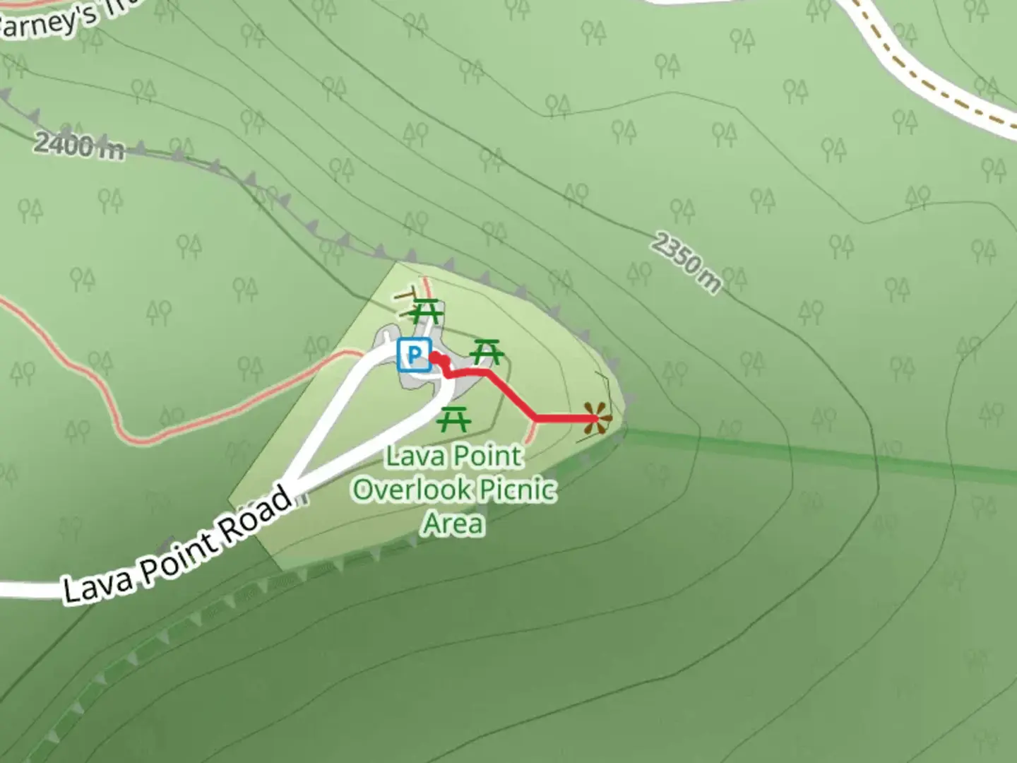 An image depicting the trail Lava Point Overlook Trail and its surrounding area.