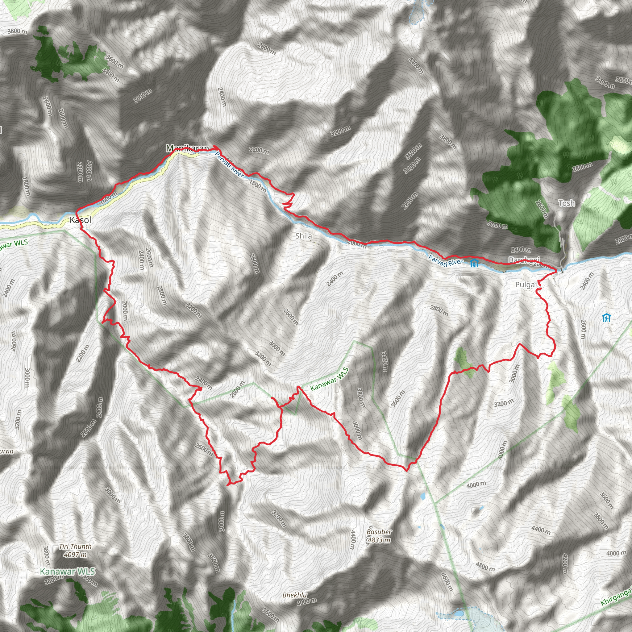 Sar Pass Trail mobile static map