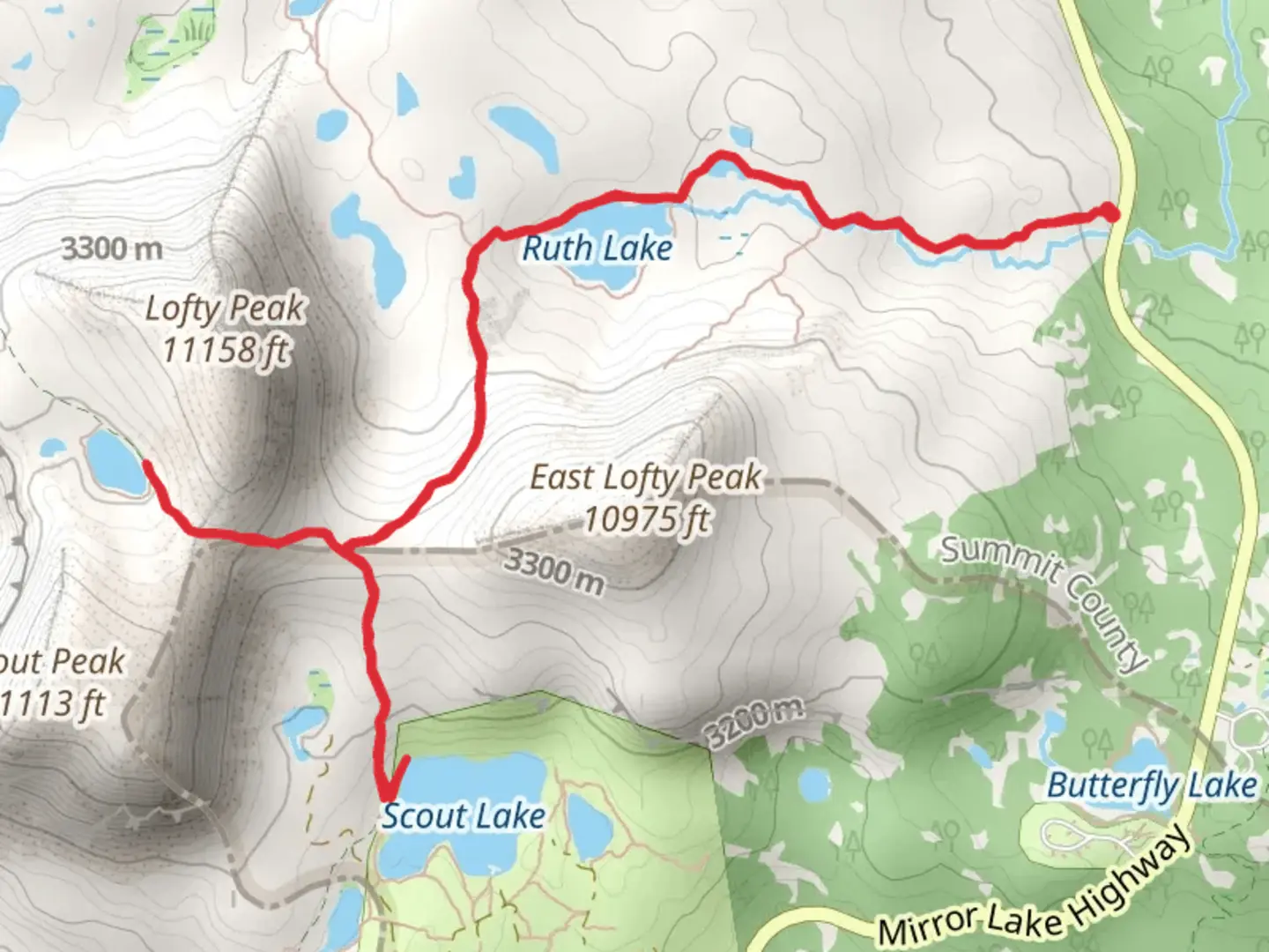 An image depicting the trail Ruth Lake Trail and Lofty Lake Trail and its surrounding area.