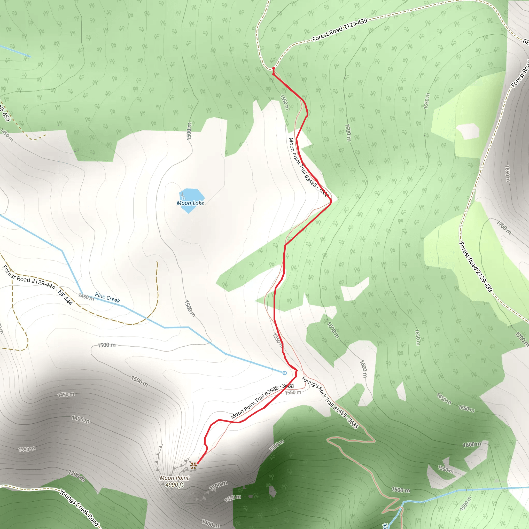 Moon Point Trail mobile static map