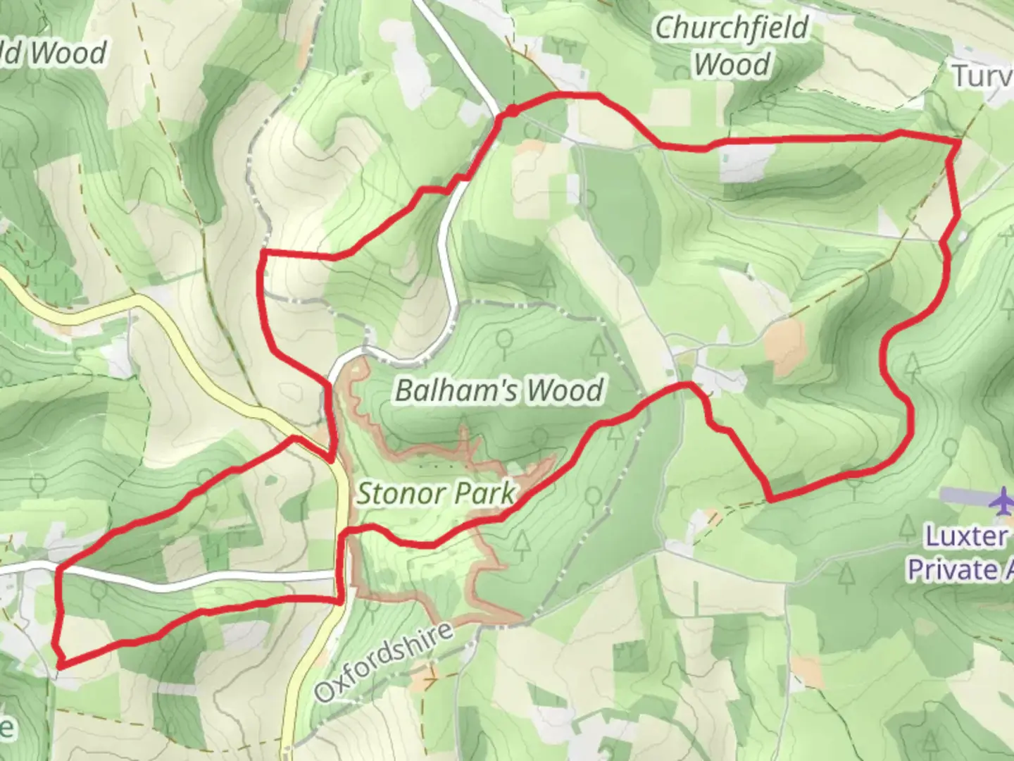 An image depicting the trail Great Wood, Kildridge Wood and Park Wood Loop and its surrounding area.