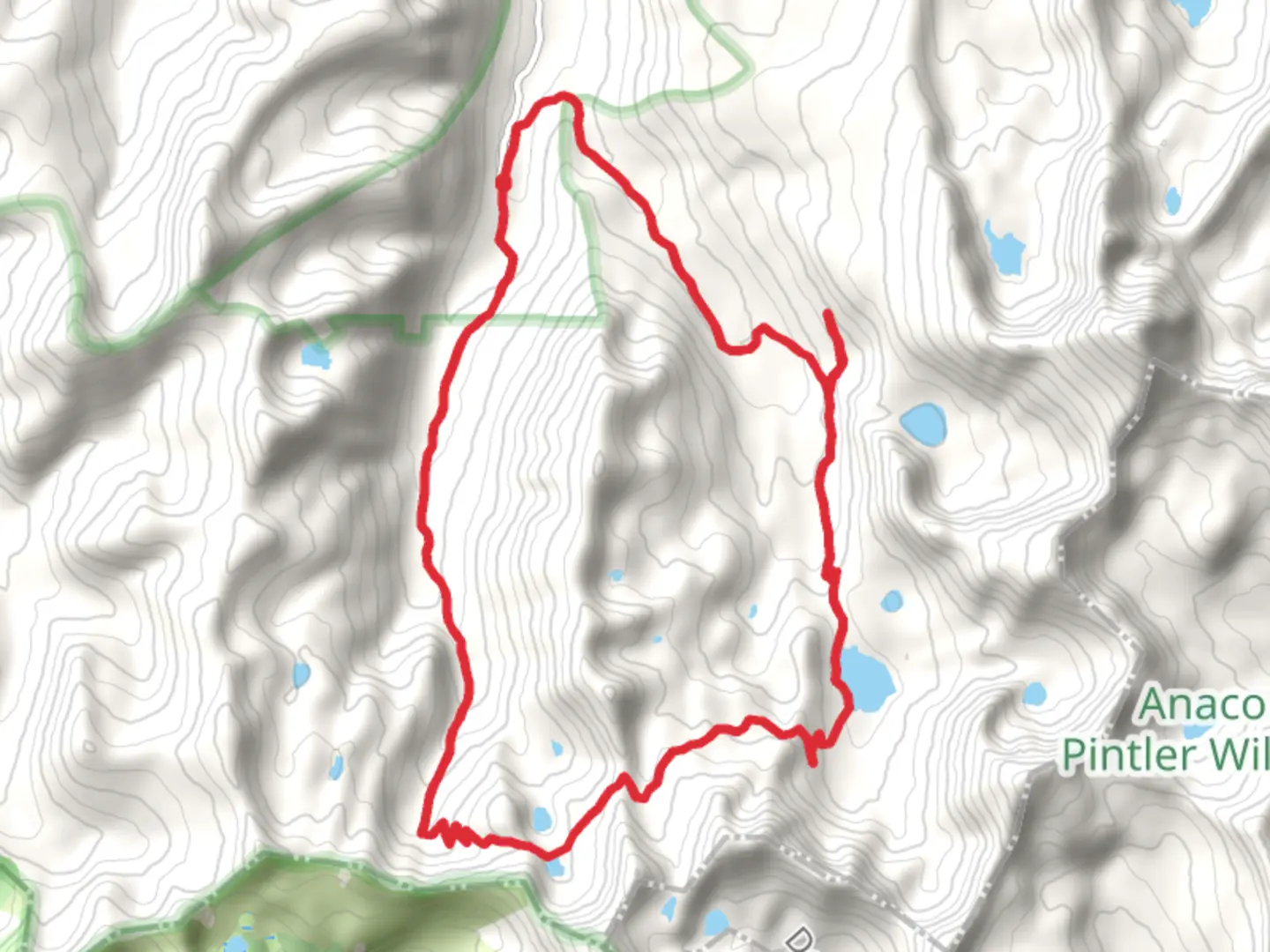 An image depicting the trail Hi Line and Johnson Lake Loop and its surrounding area.