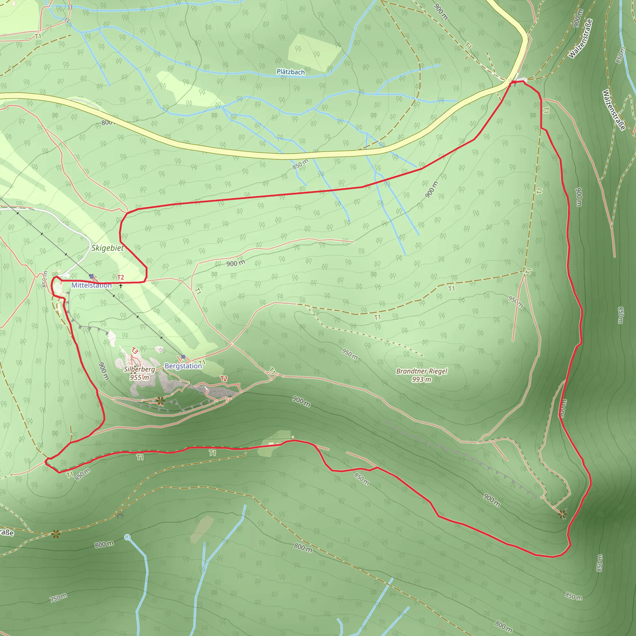 Siberbergwerk and Sommerodelbahn Loop via Wanderweg mobile static map