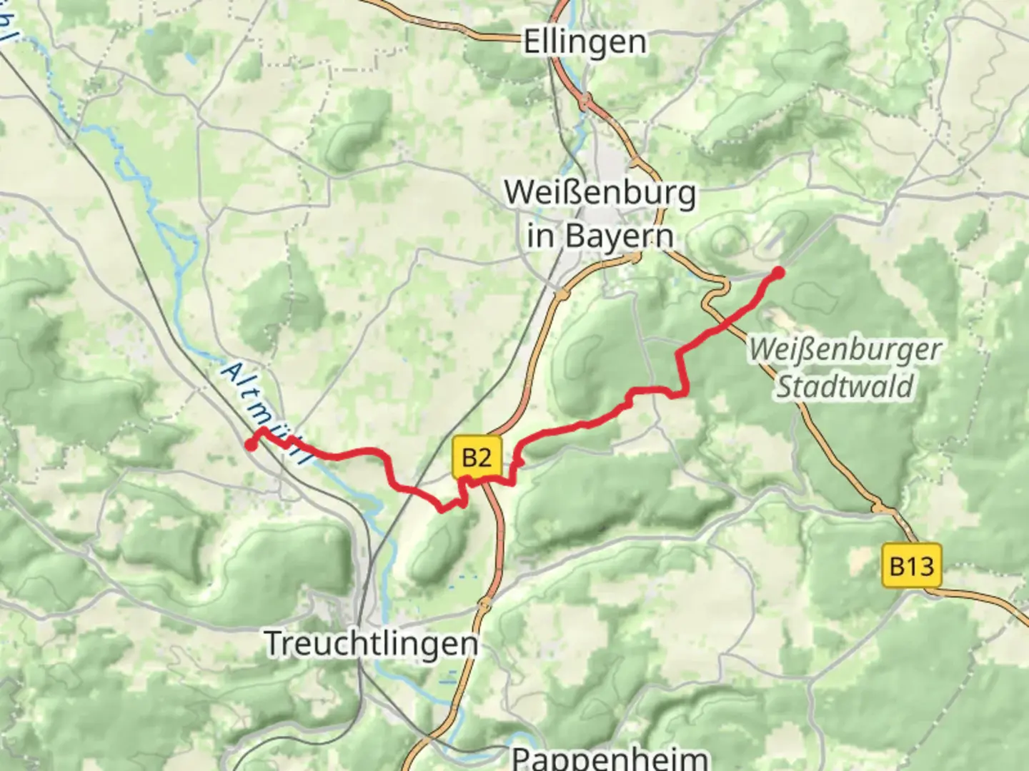 An image depicting the trail Wulzburg to Zolmuhle Walk and its surrounding area.